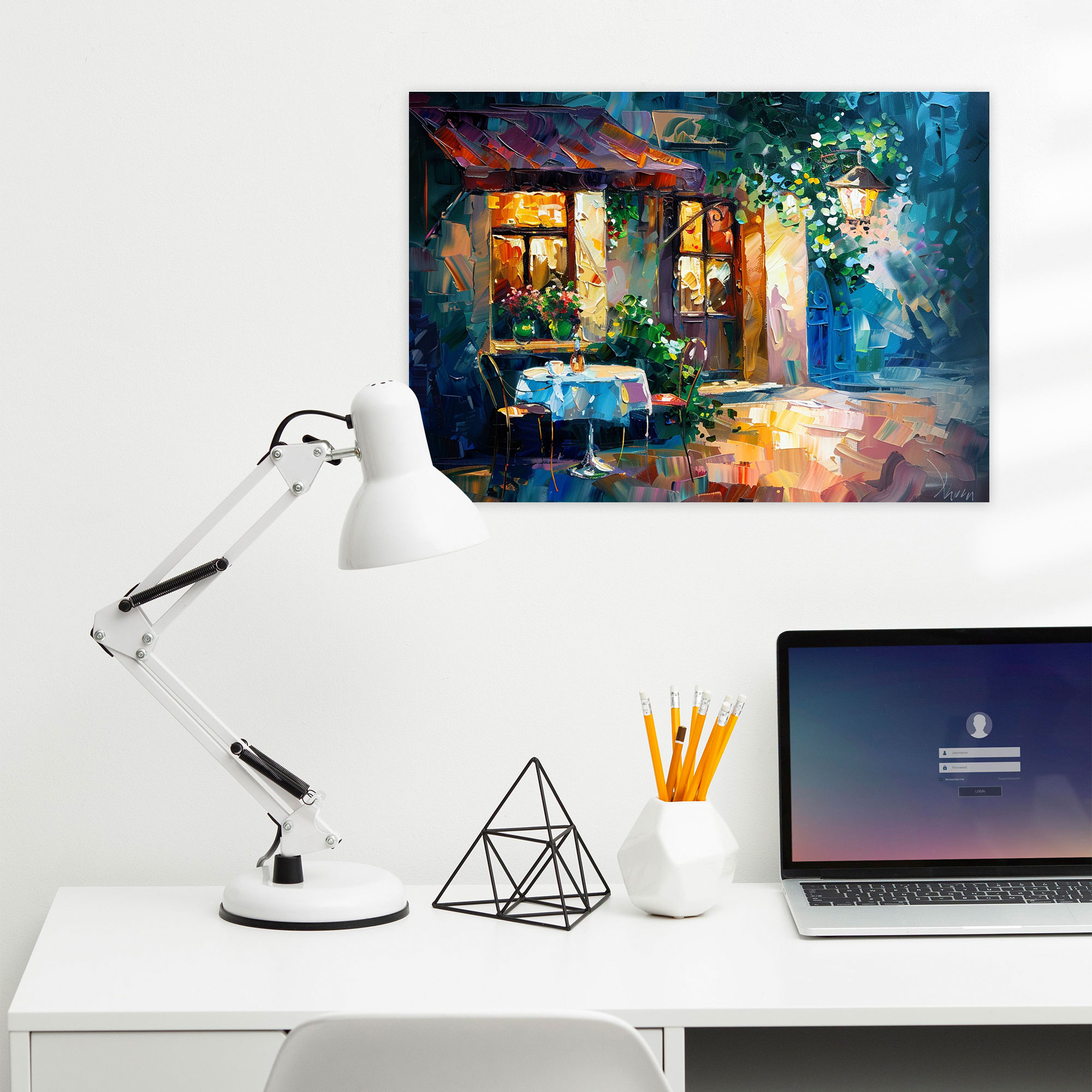 Leonid Afremov Cafe Corner Canvas Wall Art - Leonid Afremov, Canvas, Leonid Afremov, Canvas Wall Art