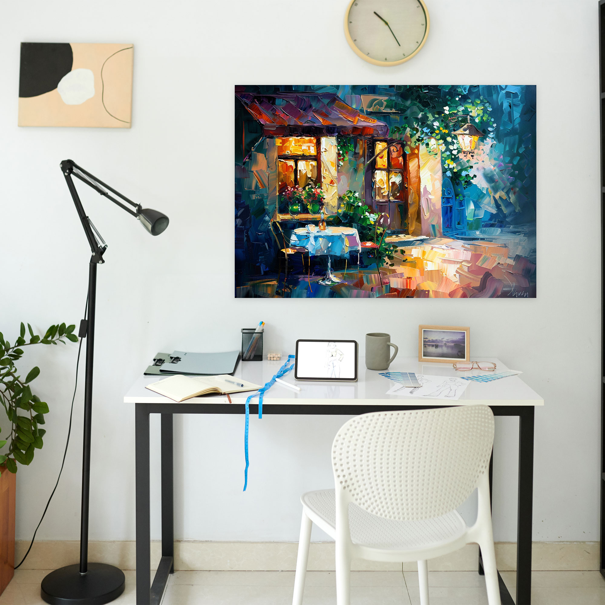 Leonid Afremov Cafe Corner Canvas Wall Art - Leonid Afremov, Canvas, Leonid Afremov, Canvas Wall Art