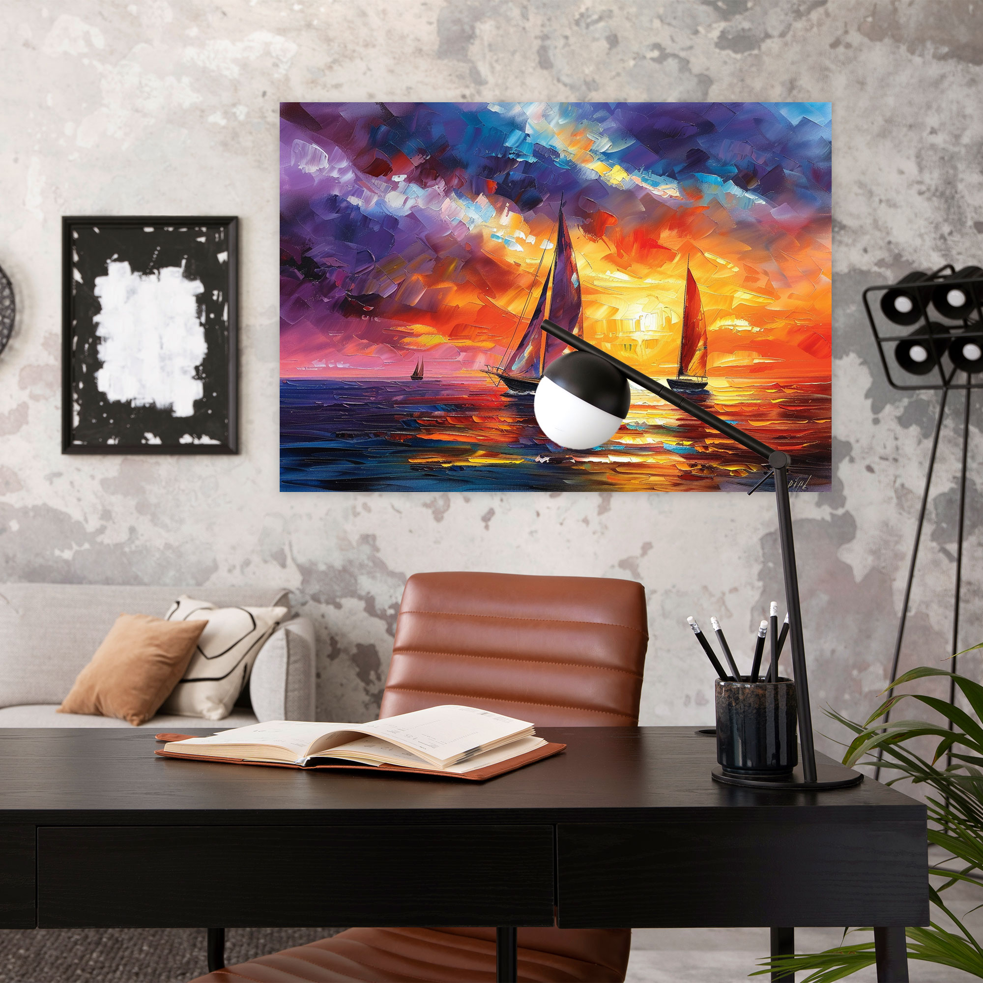 Seascape Sailboats Leonid Afremov Wall Decoration - Leonid Afremov, Canvas Wall Art, Leonid Afremov, Wall Decoration