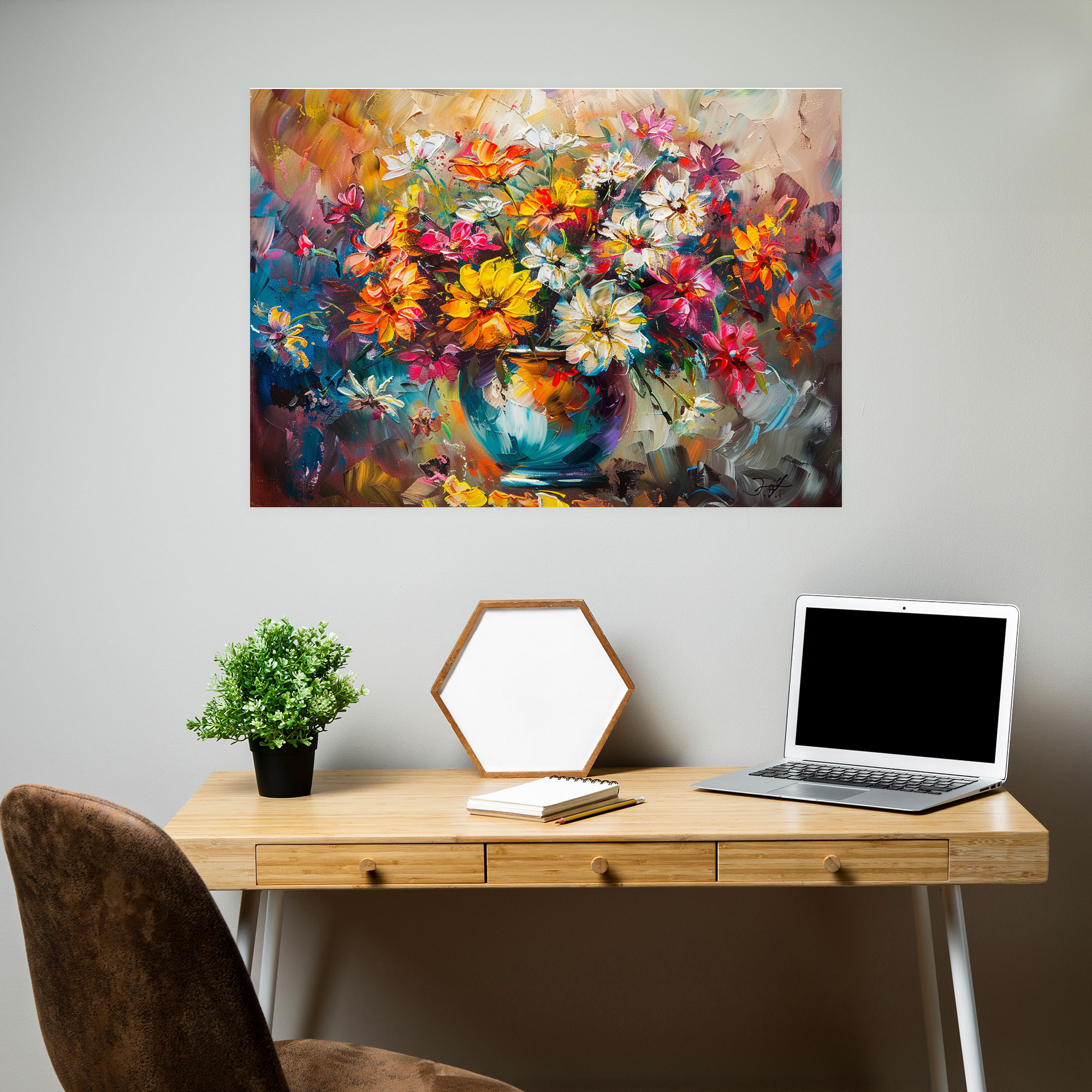 Flowers In Vase Leonid Afremov Canvas Print - Leonid Afremov, Wall Art, Wall Decoration, Canvas Wall Art