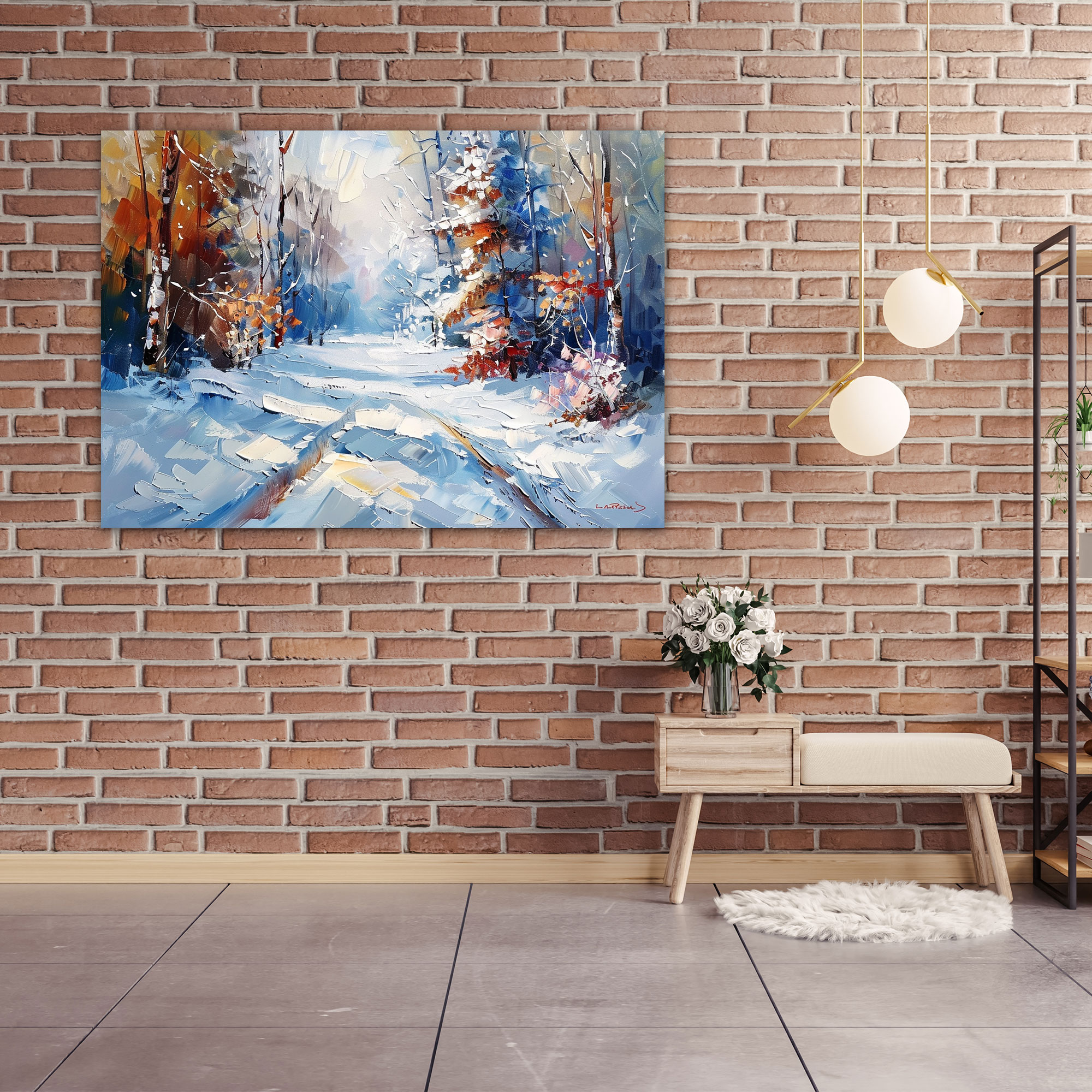 Winter Snowscape Leonid Afremov Canvas Print - Leonid Afremov, Canvas Wall Art, Wall Decoration, Canvas