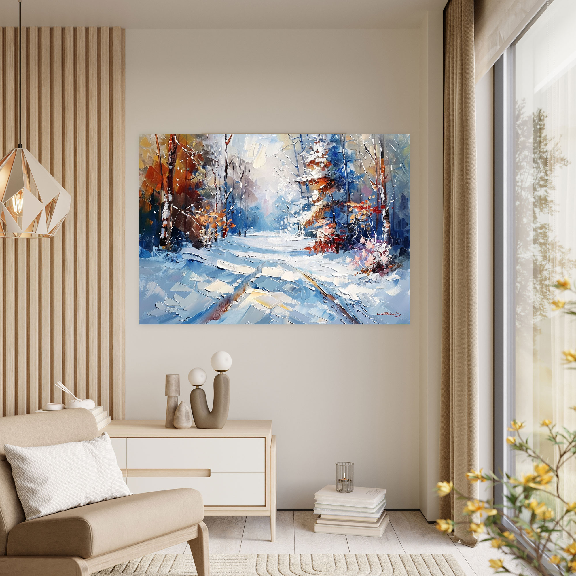 Winter Snowscape Leonid Afremov Canvas Print - Leonid Afremov, Canvas Wall Art, Wall Decoration, Canvas