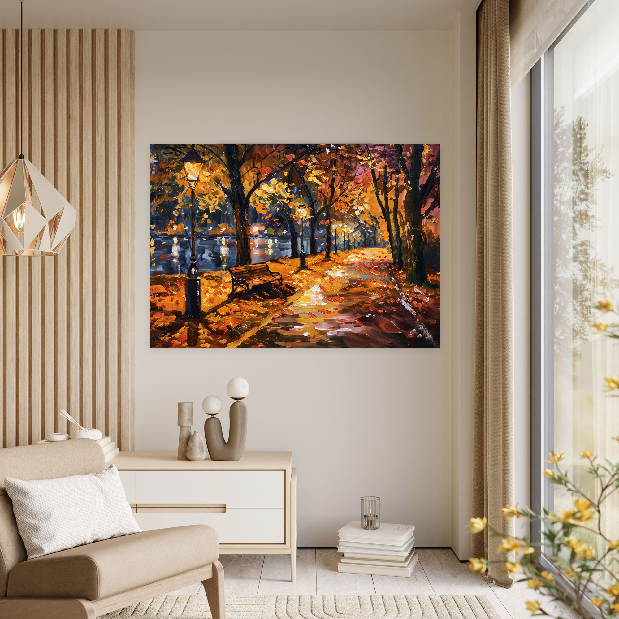 Leonid Afremov Canvas Print - Autumn Park Night - Leonid Afremov, Canvas Print, Home Decoration, Wall Decoration