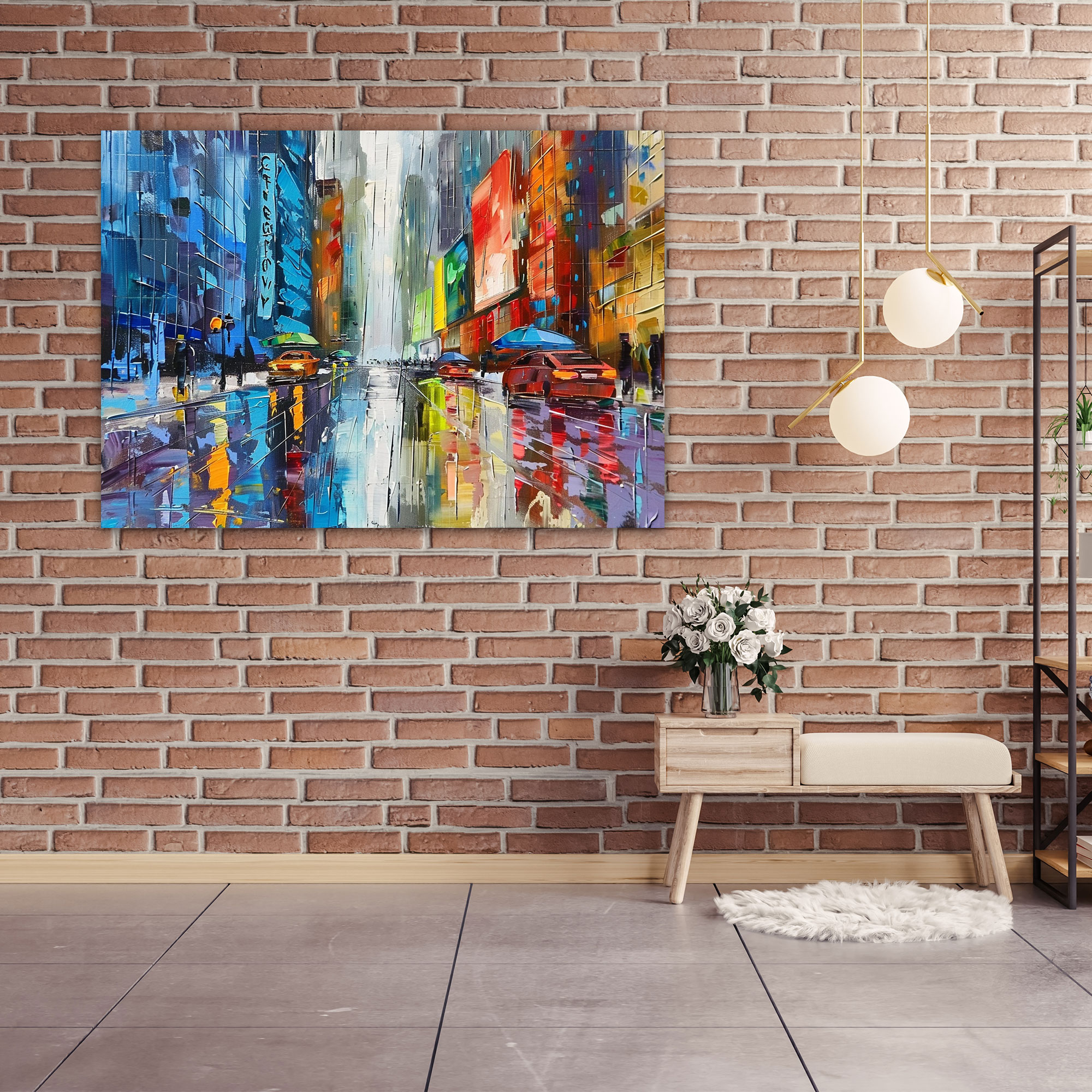 Leonid Afremov Wall Art - Colorful Cityscape Rainy Day - Leonid Afremov, Wall Decoration, Wall Art, Home Decoration
