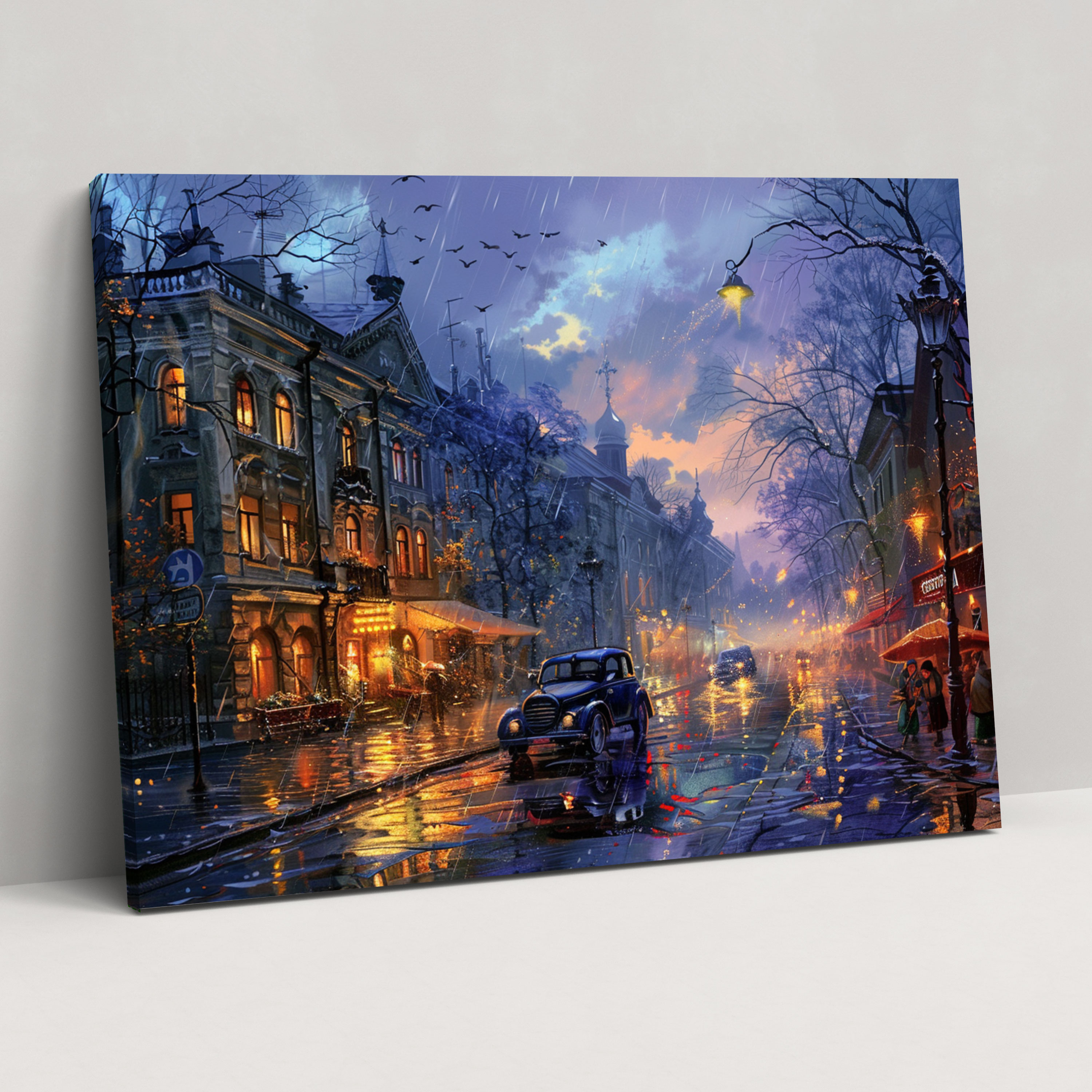 Leonid Afremov Canvas Print - Enchanting Street Rainy Evening - Leonid Afremov, Wall Art, Home Decoration, Wall Decoration