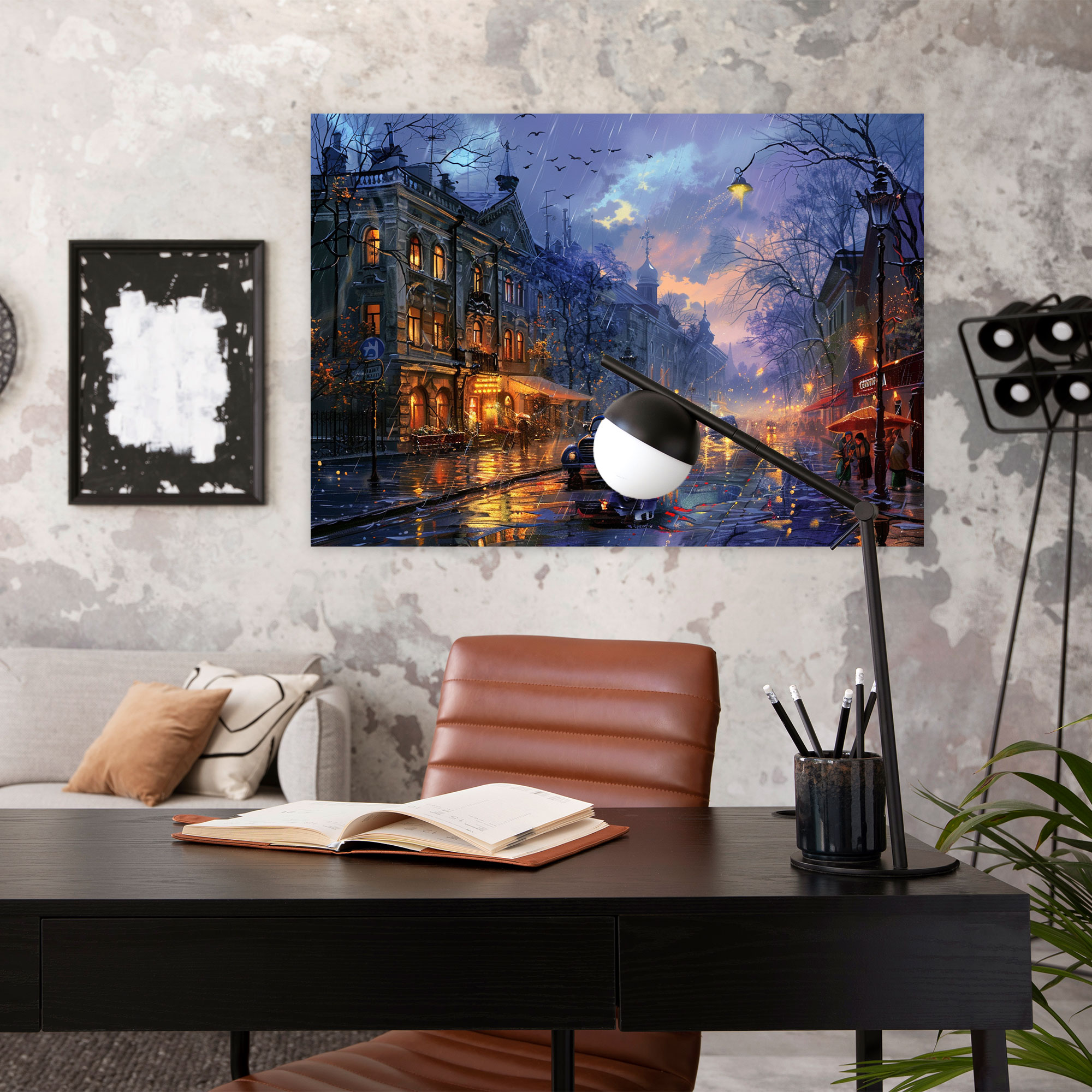 Leonid Afremov Canvas Print - Enchanting Street Rainy Evening - Leonid Afremov, Wall Art, Home Decoration, Wall Decoration