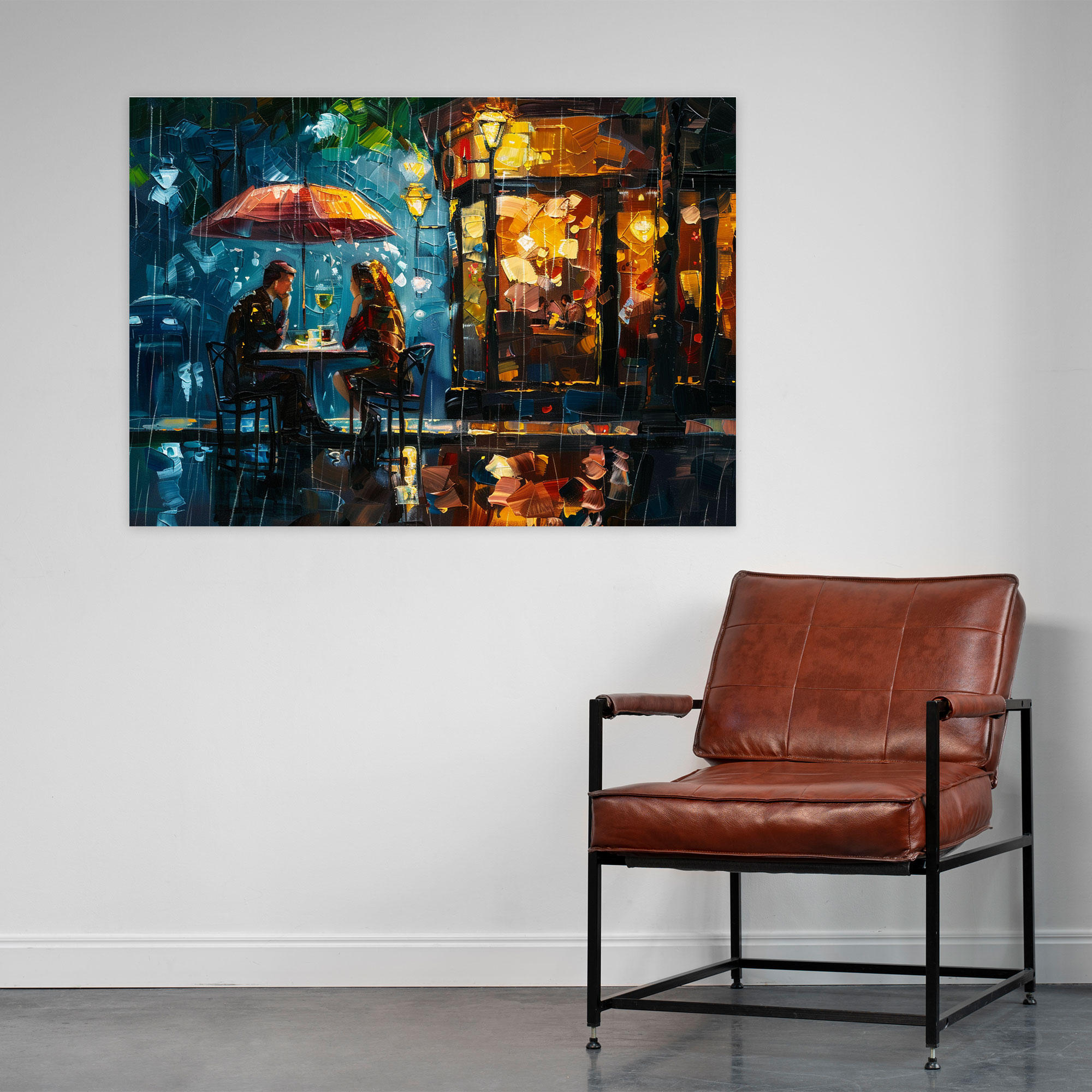 Leonid Afremov Canvas Print - Cozy Cafe Rainy Day - Leonid Afremov, Leonid Afremov, Wall Art, Canvas