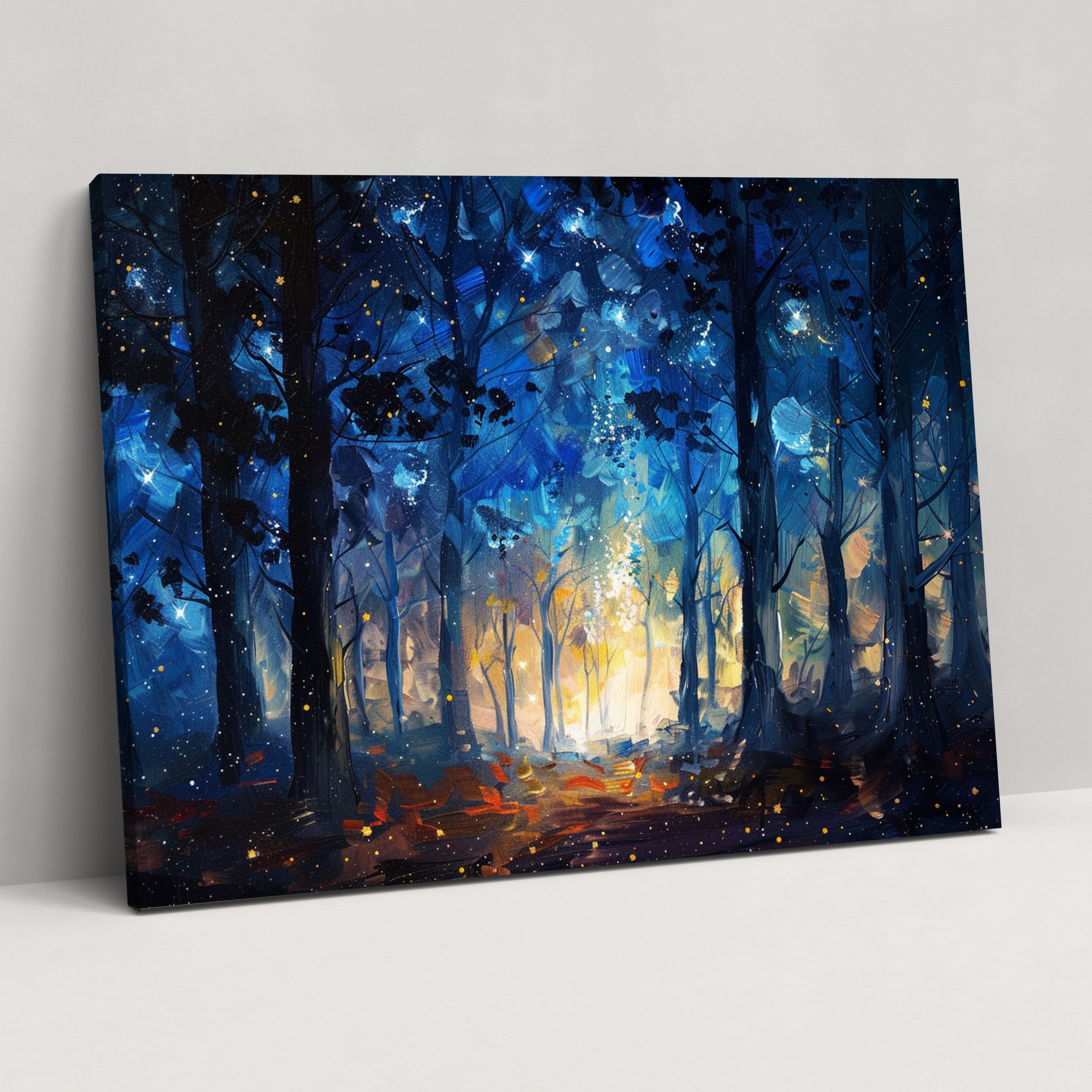 Leonid Afremov Wall Art - Mystical Forest Starry Night - Leonid Afremov, Home Decoration, Canvas Wall Art, Canvas
