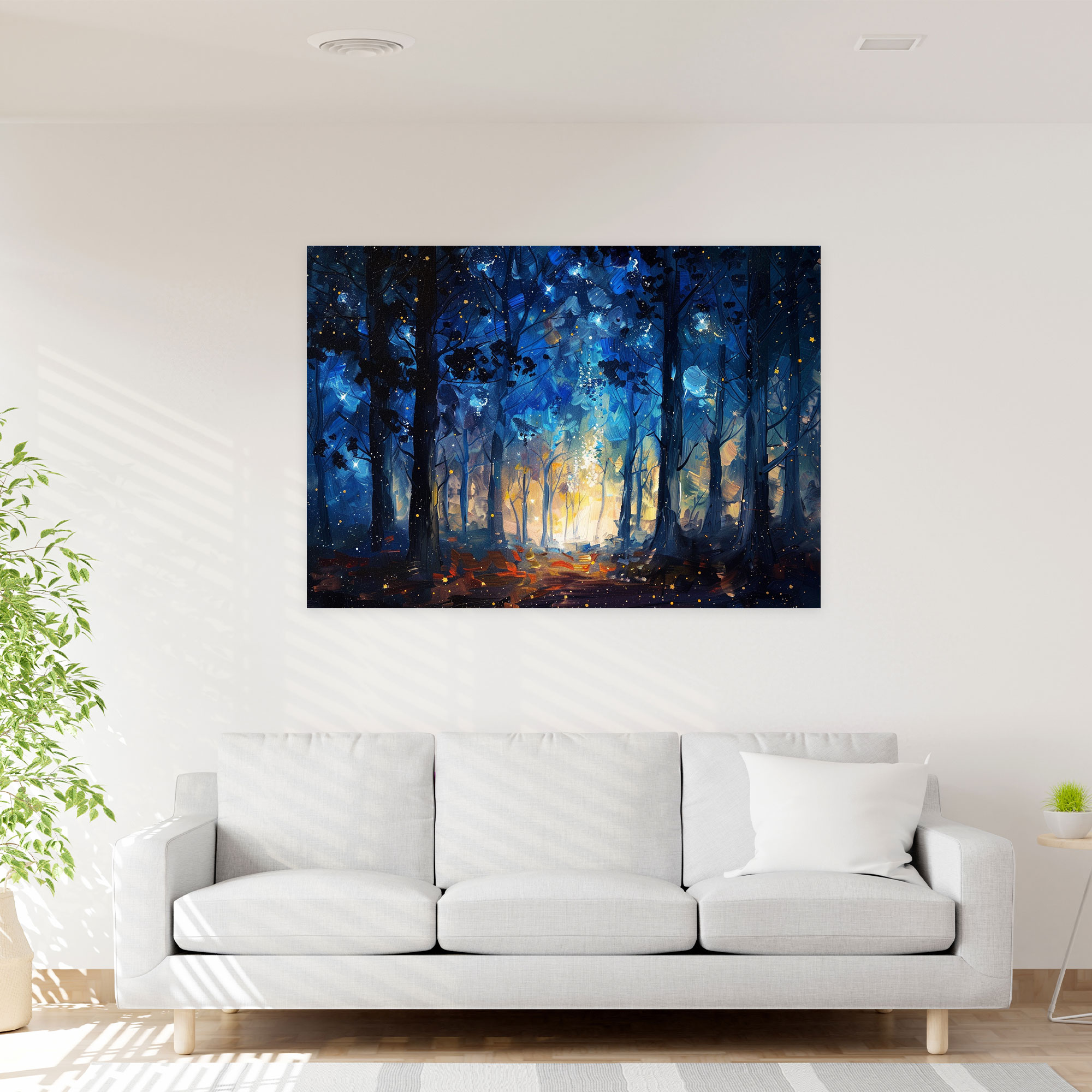 Leonid Afremov Wall Art - Mystical Forest Starry Night - Leonid Afremov, Home Decoration, Canvas Wall Art, Canvas
