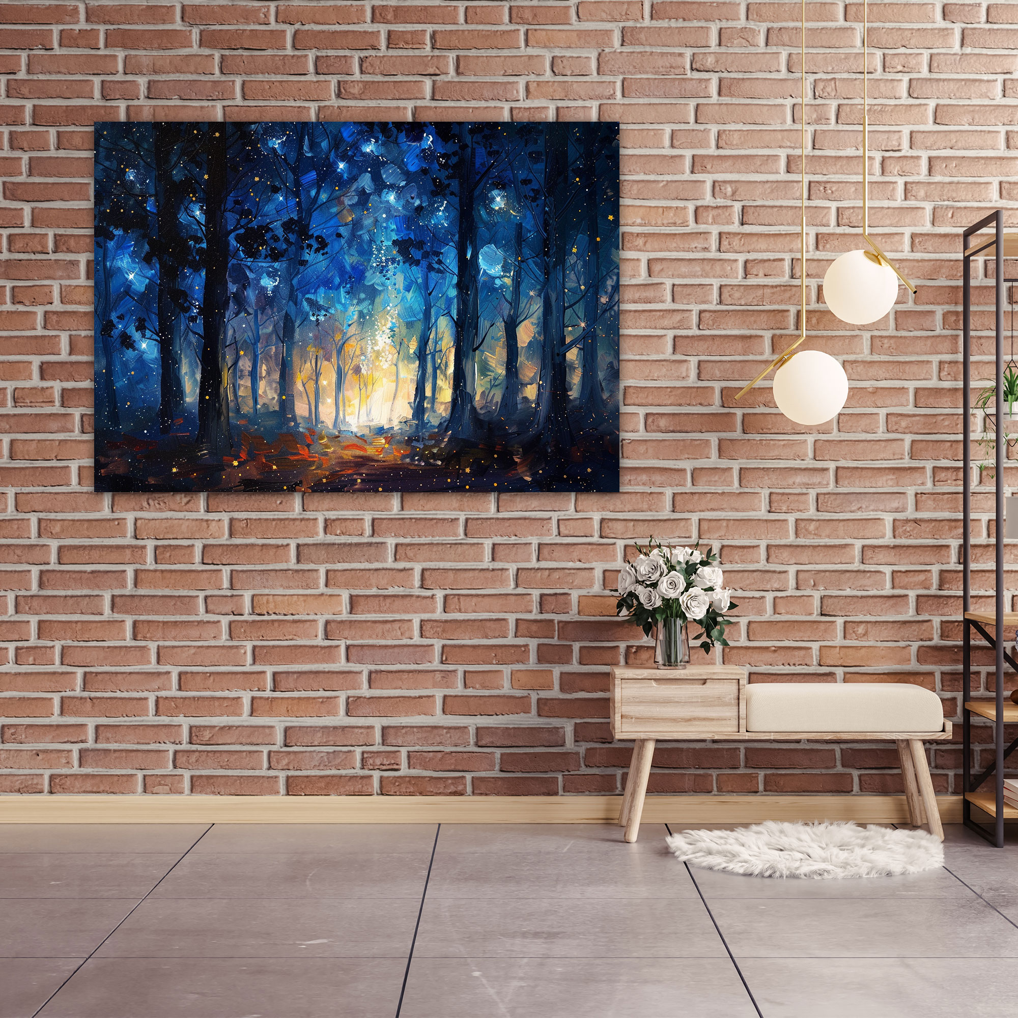 Leonid Afremov Wall Art - Mystical Forest Starry Night - Leonid Afremov, Home Decoration, Canvas Wall Art, Canvas