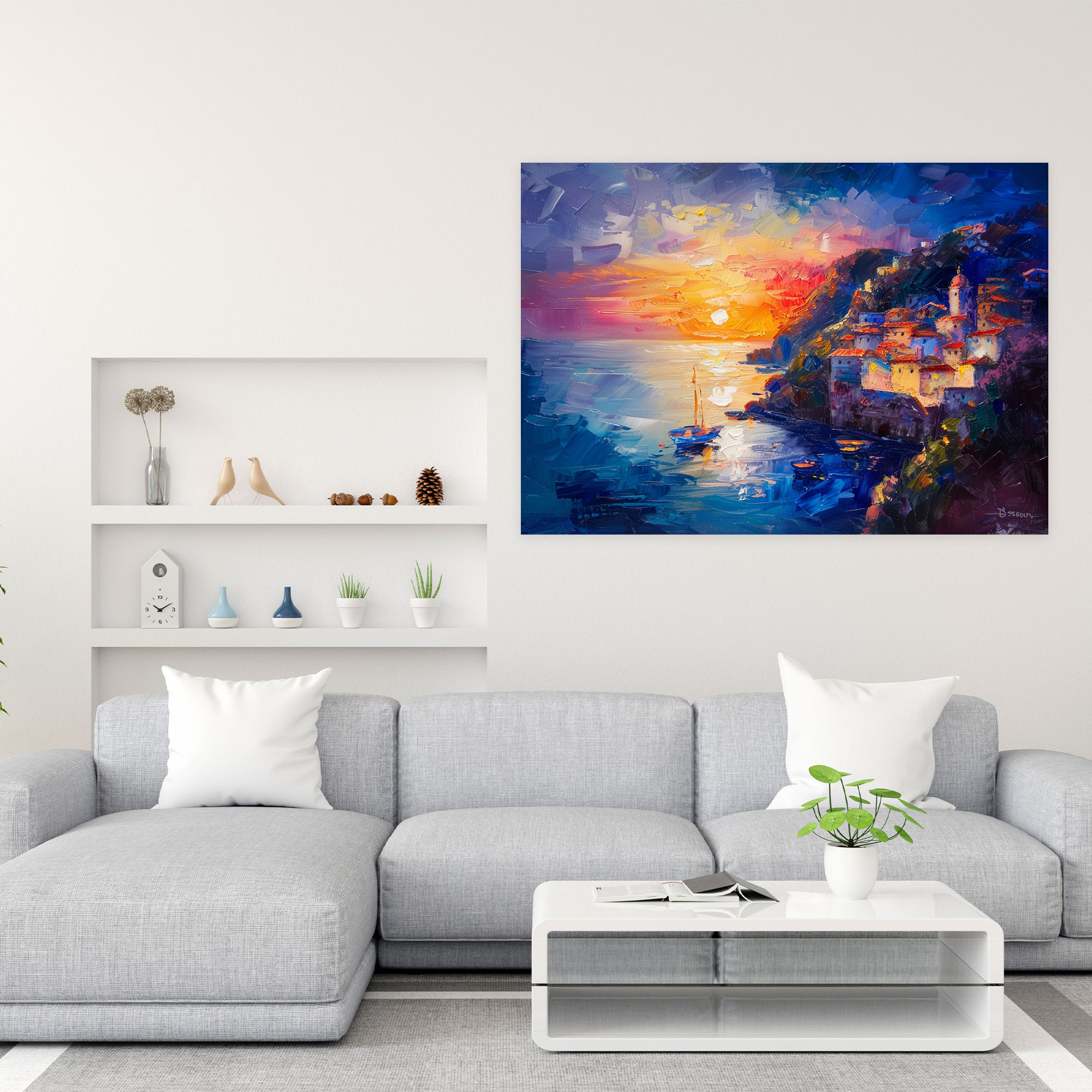 Leonid Afremov Tablo Baskısı - Romantik Şehir Manzaralı Günbatımı - Leonid Afremov Duvar Dekorasyonu Duvar Sanatı Ev Dekorasyonu