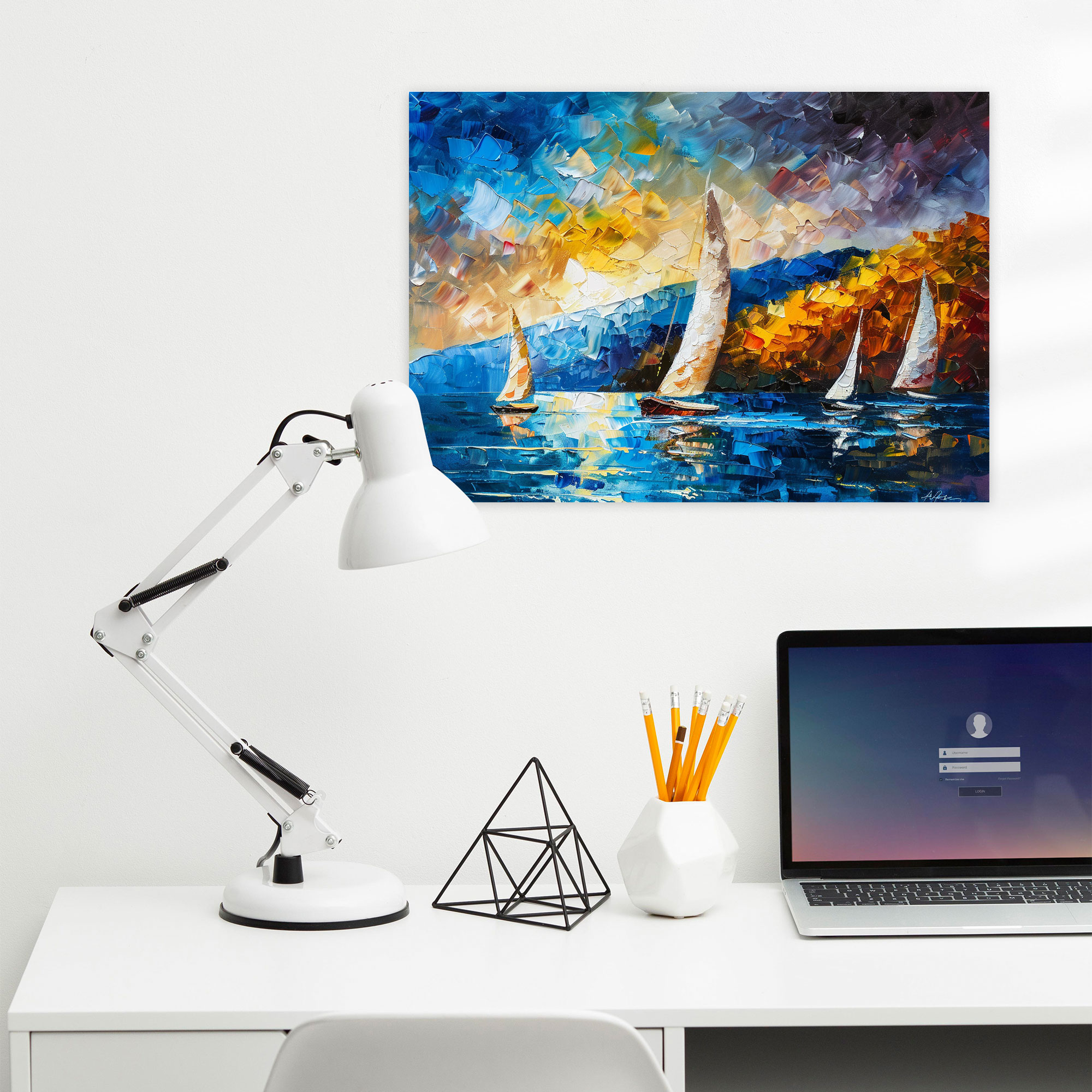 Seascape Sailboats Wall Decoration Canvas Print - Leonid Afremov, Wall Decoration, Canvas Wall Art, Wall Art