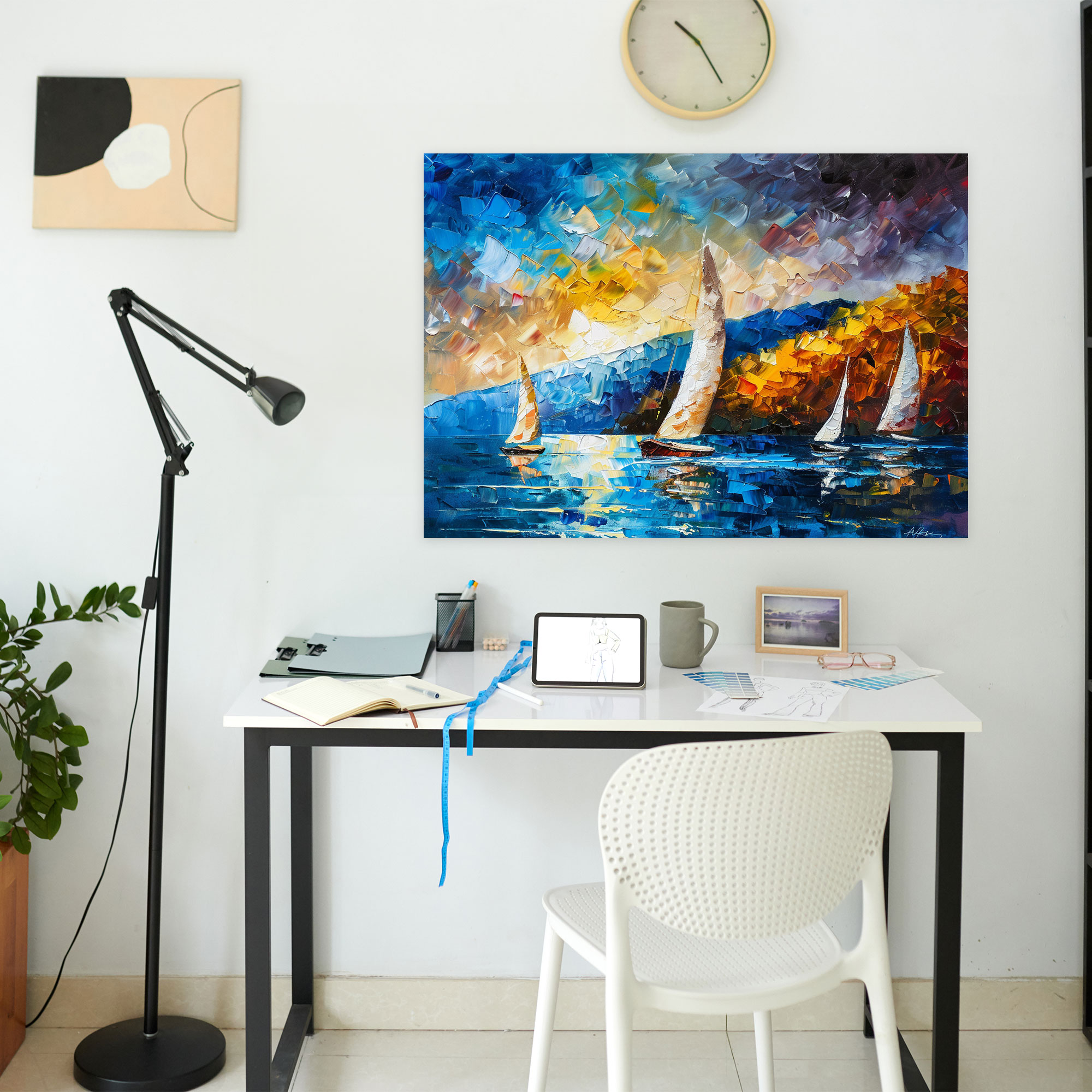Seascape Sailboats Wall Decoration Canvas Print - Leonid Afremov, Wall Decoration, Canvas Wall Art, Wall Art