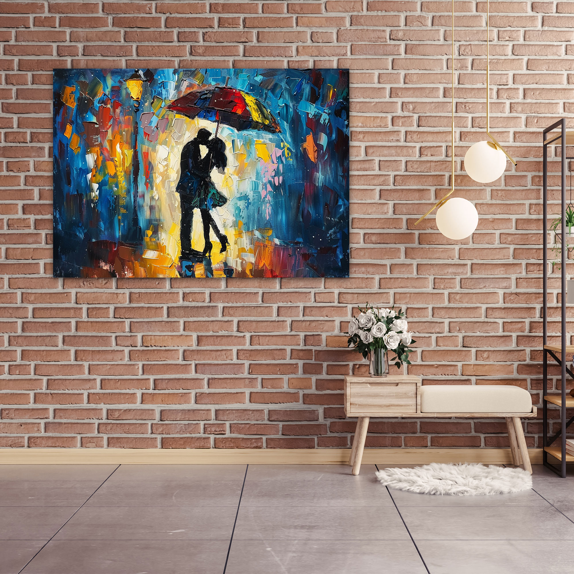 Romantic Umbrella Couple Canvas Print - Leonid Afremov, Wall Decoration, Wall Art, Canvas Print