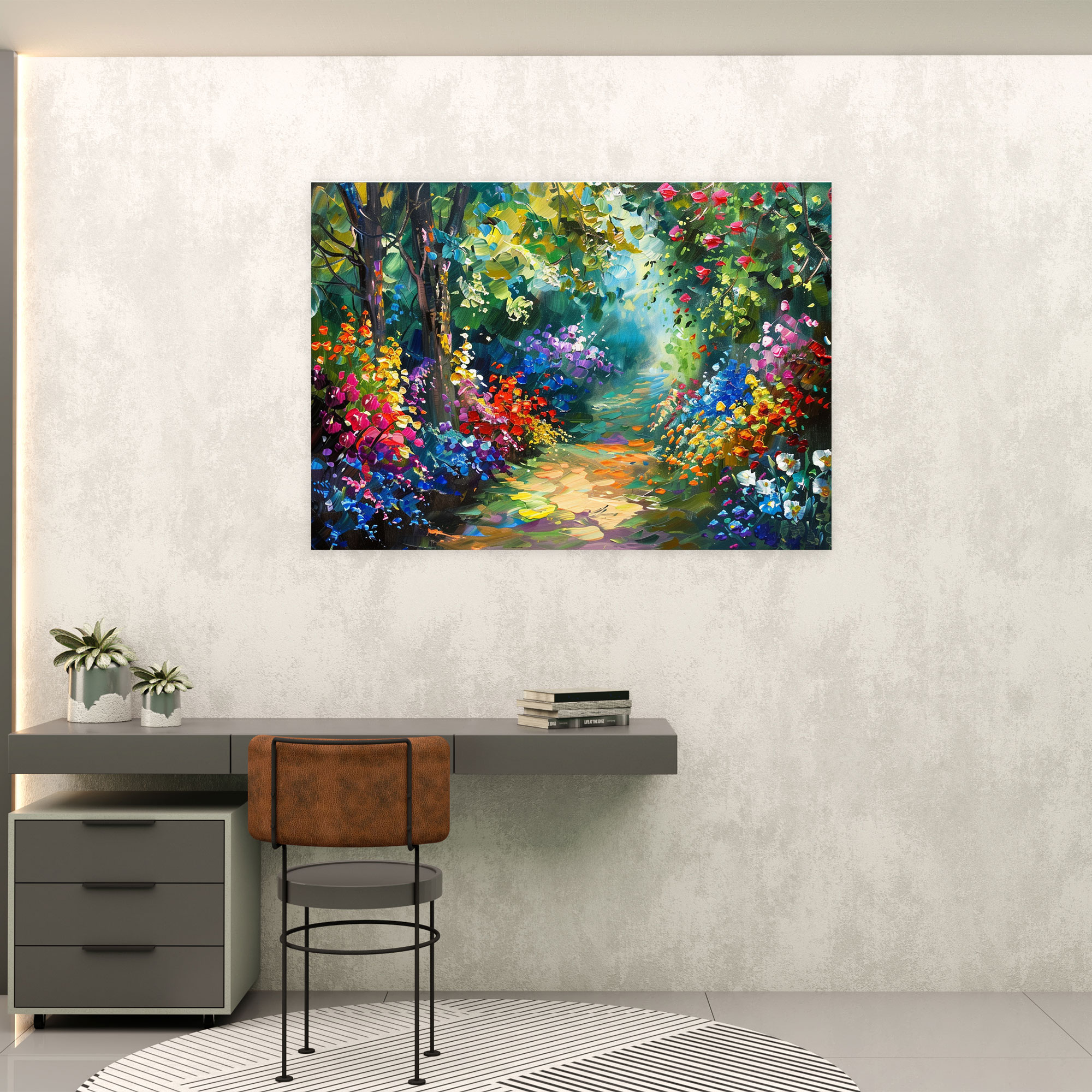 Floral Garden Leonid Afremov Canvas Print - Leonid Afremov, Canvas Print, Wall Decoration, Home Decoration