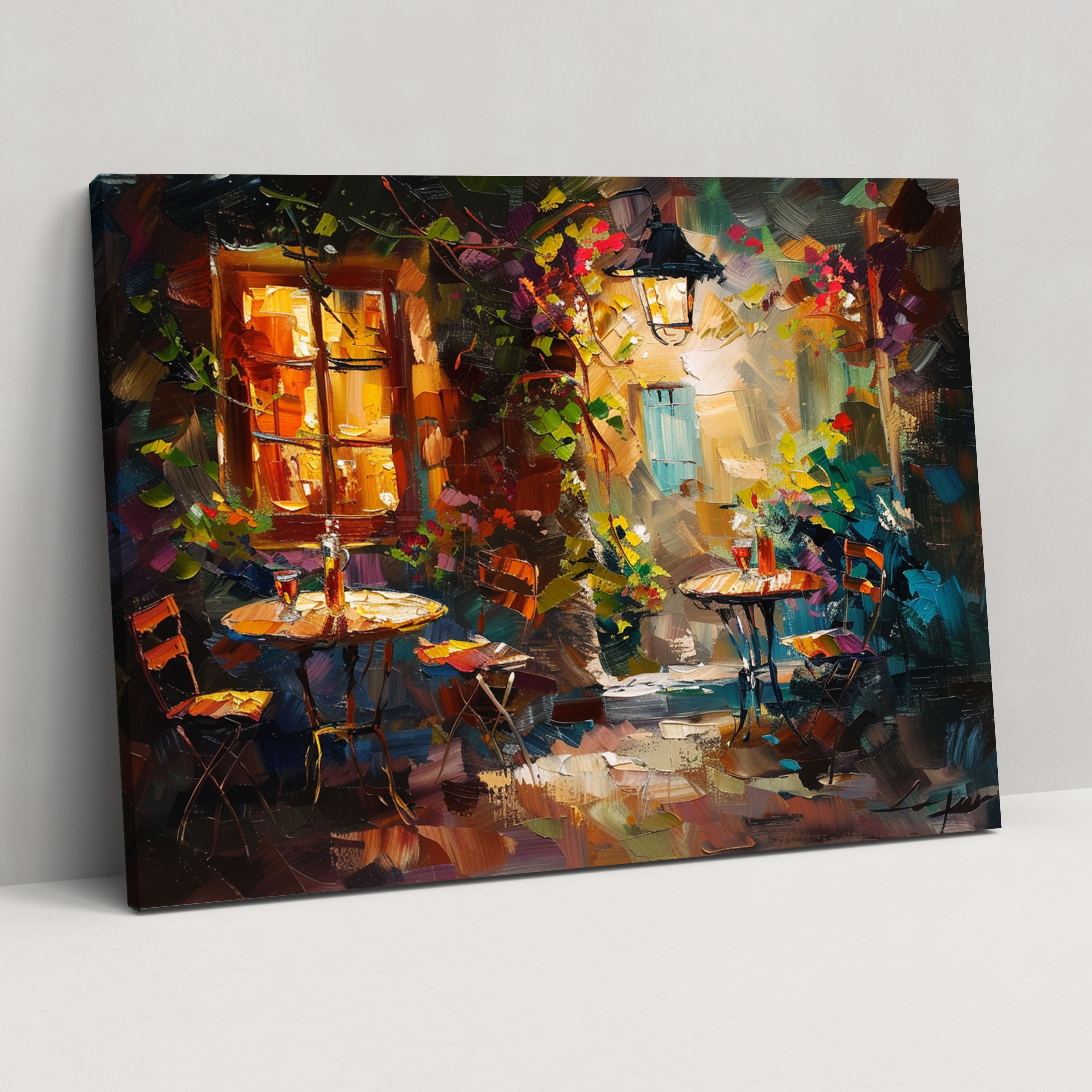 Cozy Café Leonid Afremov Wall Art - Leonid Afremov, Canvas, Canvas Wall Art, Wall Decoration