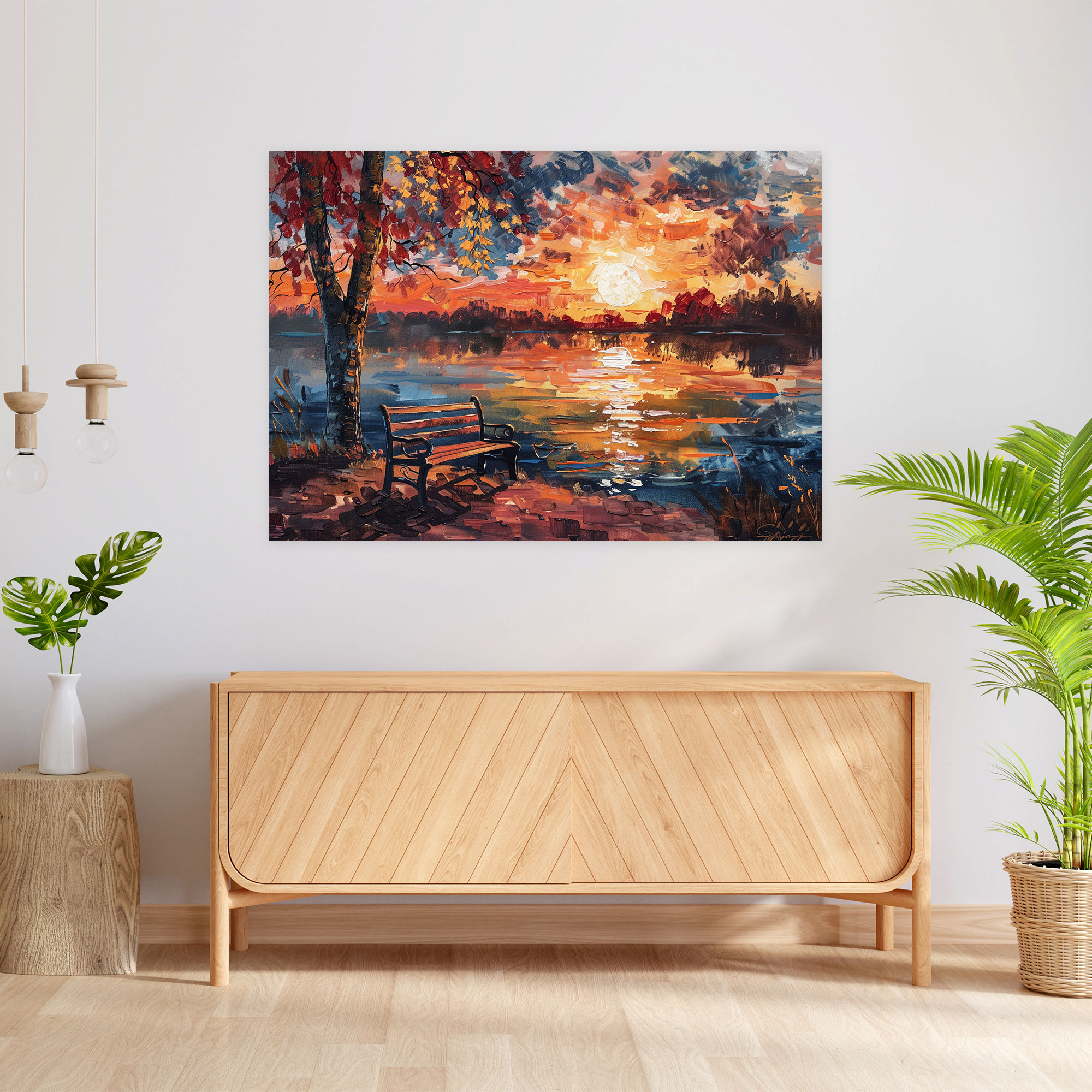 Lakeside Sunset Leonid Afremov Wall Decoration - Leonid Afremov, Wall Decoration, Canvas Print, Leonid Afremov