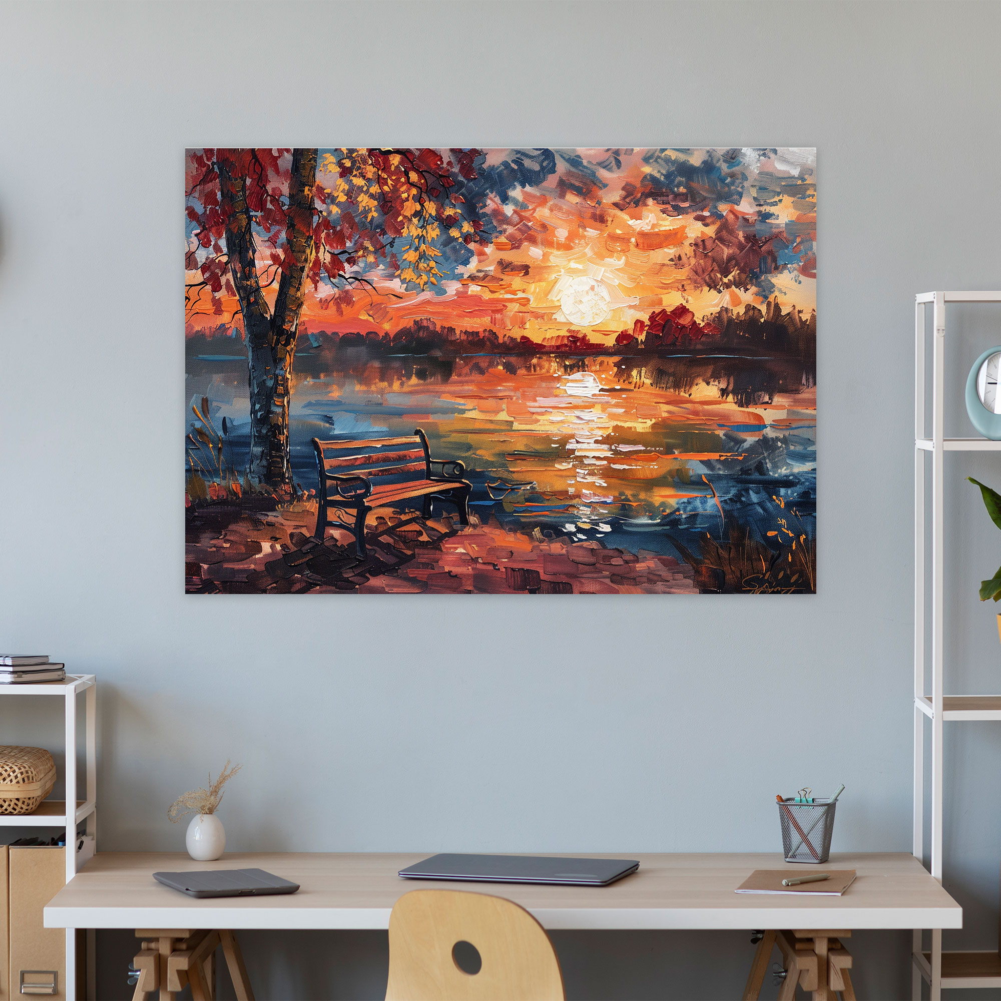 Lakeside Sunset Leonid Afremov Wall Decoration - Leonid Afremov, Wall Decoration, Canvas Print, Leonid Afremov