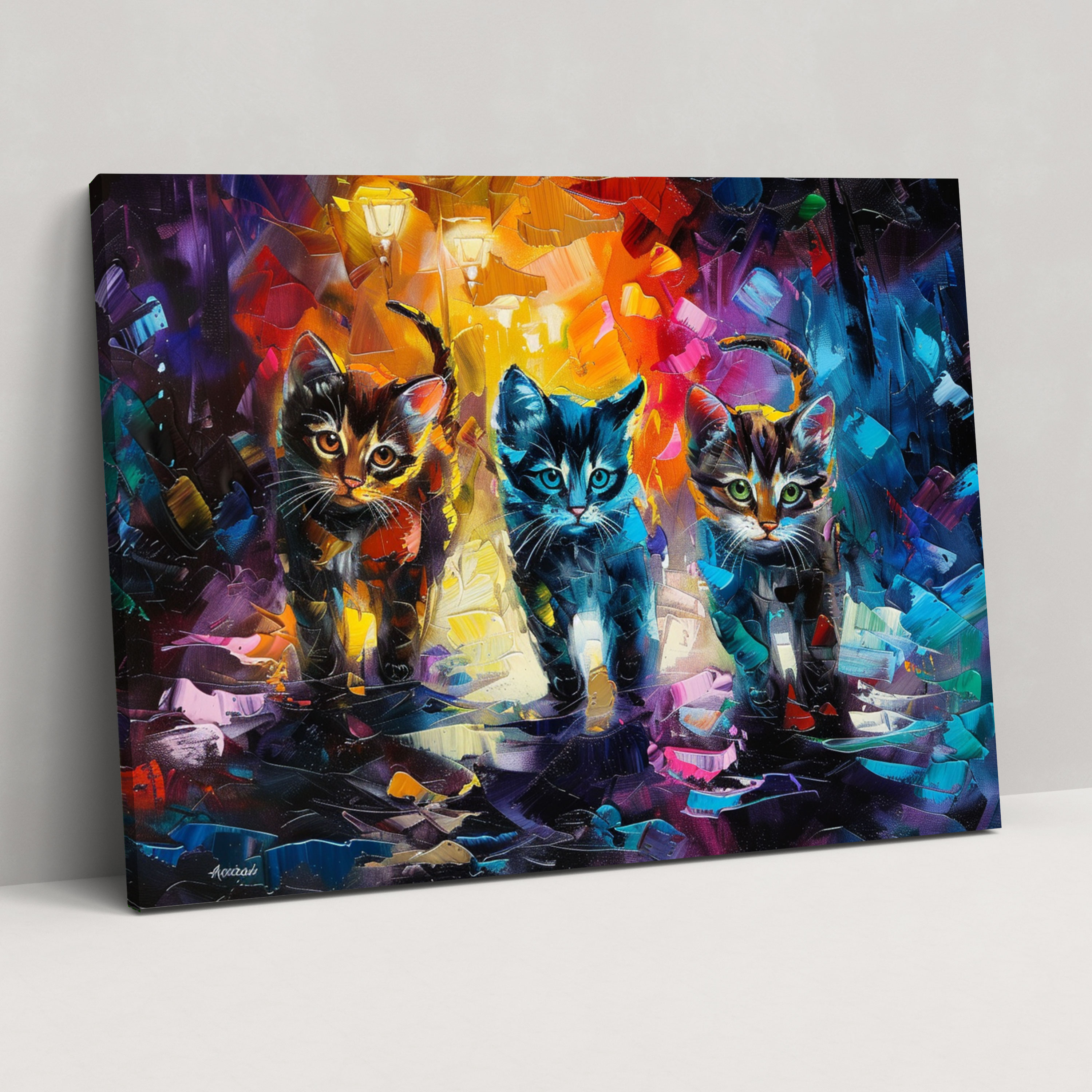 Playful Cats Leonid Afremov Canvas Print - Leonid Afremov, Canvas Print, Home Decoration, Wall Art