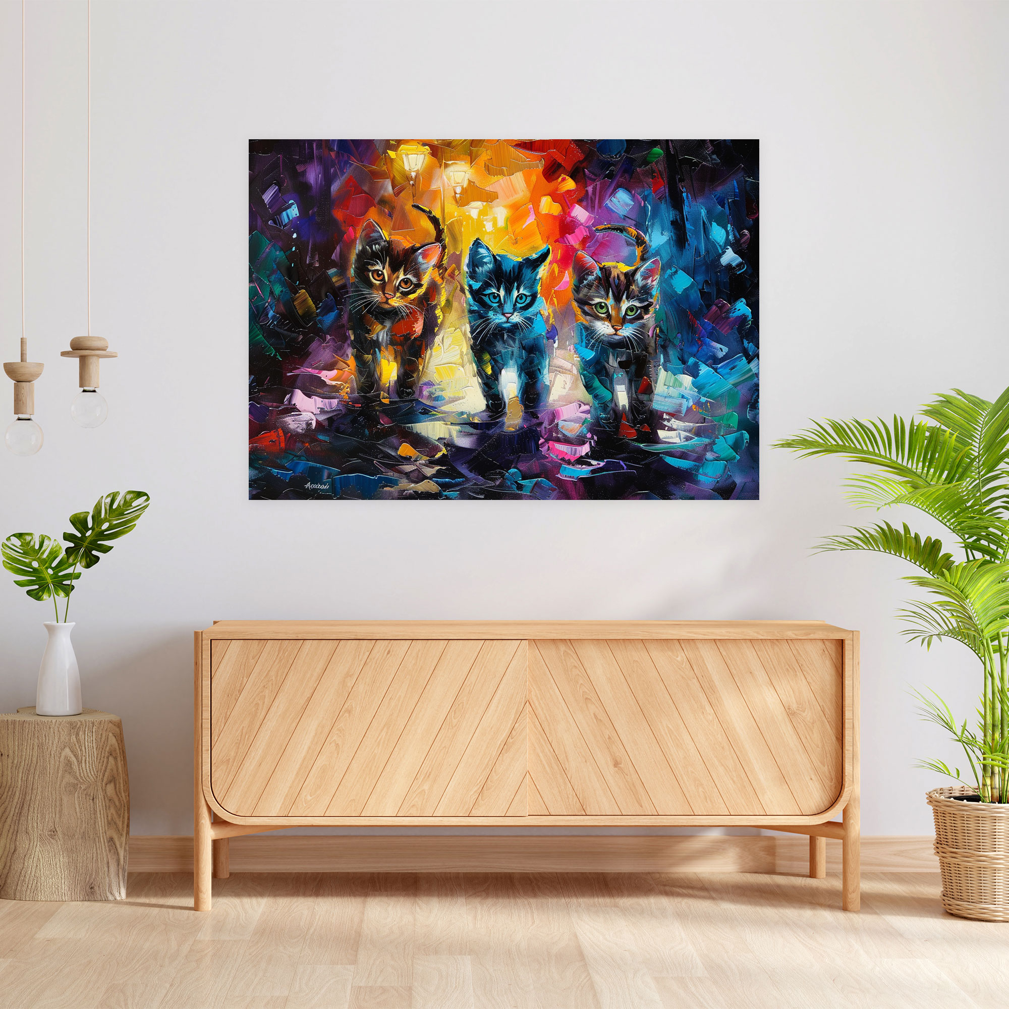 Playful Cats Leonid Afremov Canvas Print - Leonid Afremov, Canvas Print, Home Decoration, Wall Art
