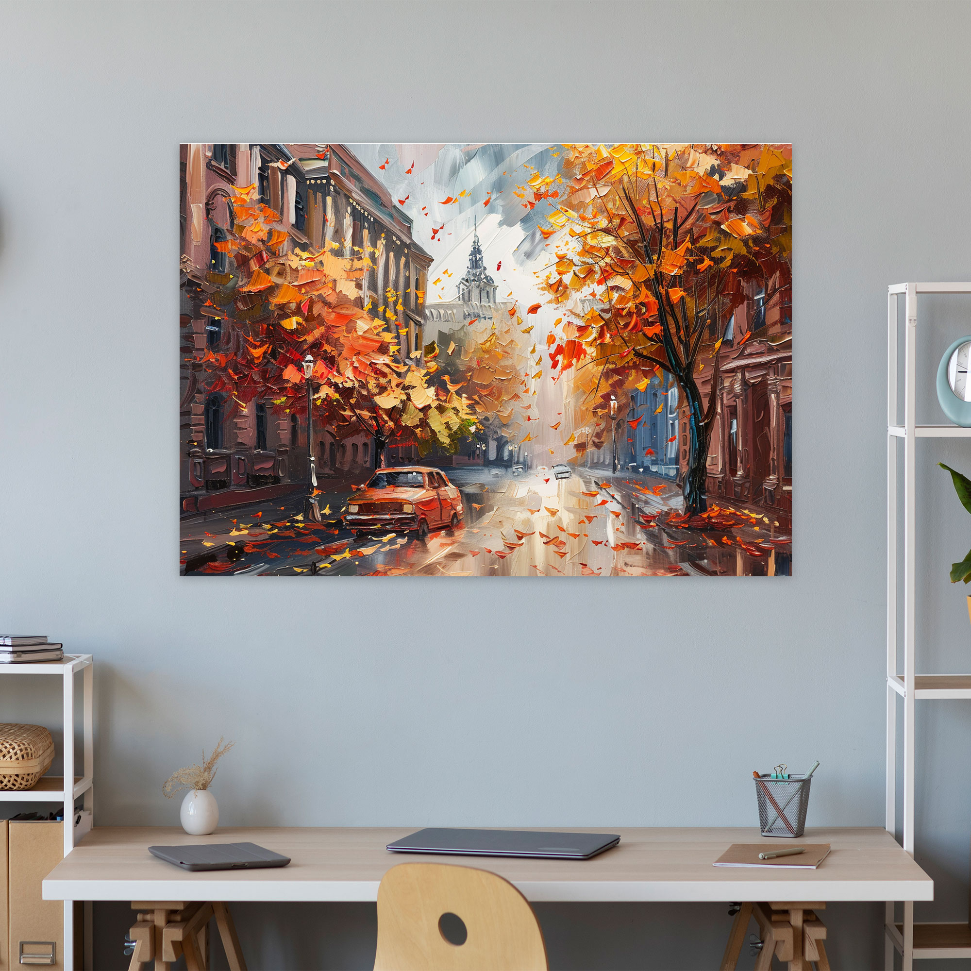 Leonid Afremov Autumn City Street Wall Art - Leonid Afremov, Leonid Afremov, Wall Art, Wall Decoration