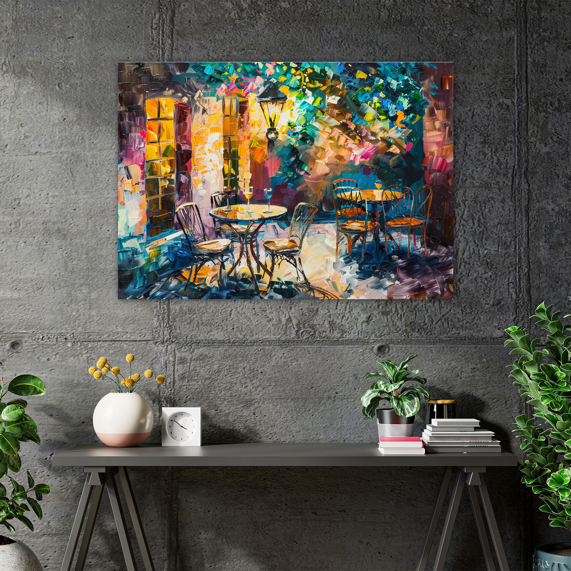Leonid Afremov Cozy Cafe Canvas Print - Leonid Afremov, Wall Art, Canvas Print, Wall Decoration