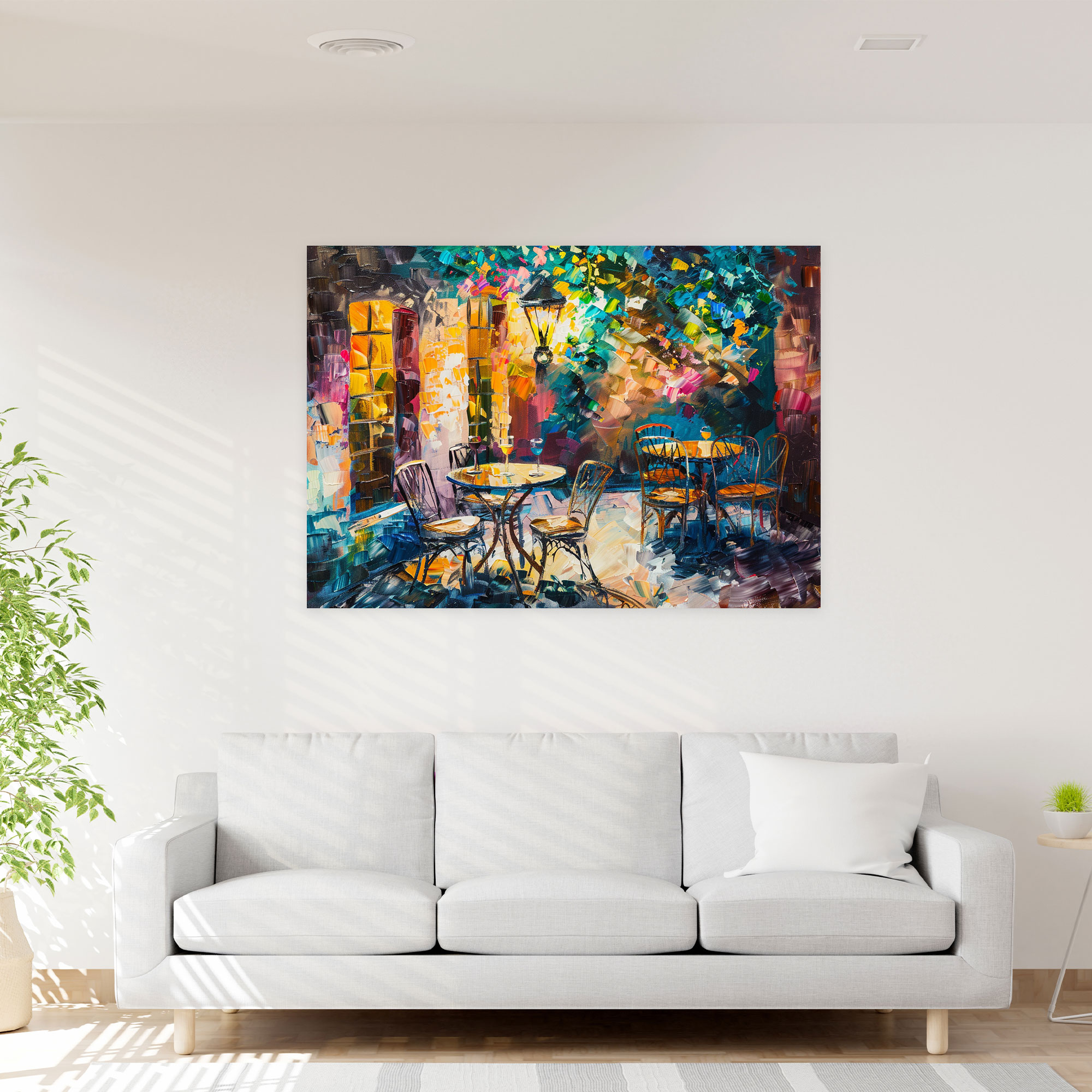 Leonid Afremov Cozy Cafe Canvas Print - Leonid Afremov, Wall Art, Canvas Print, Wall Decoration