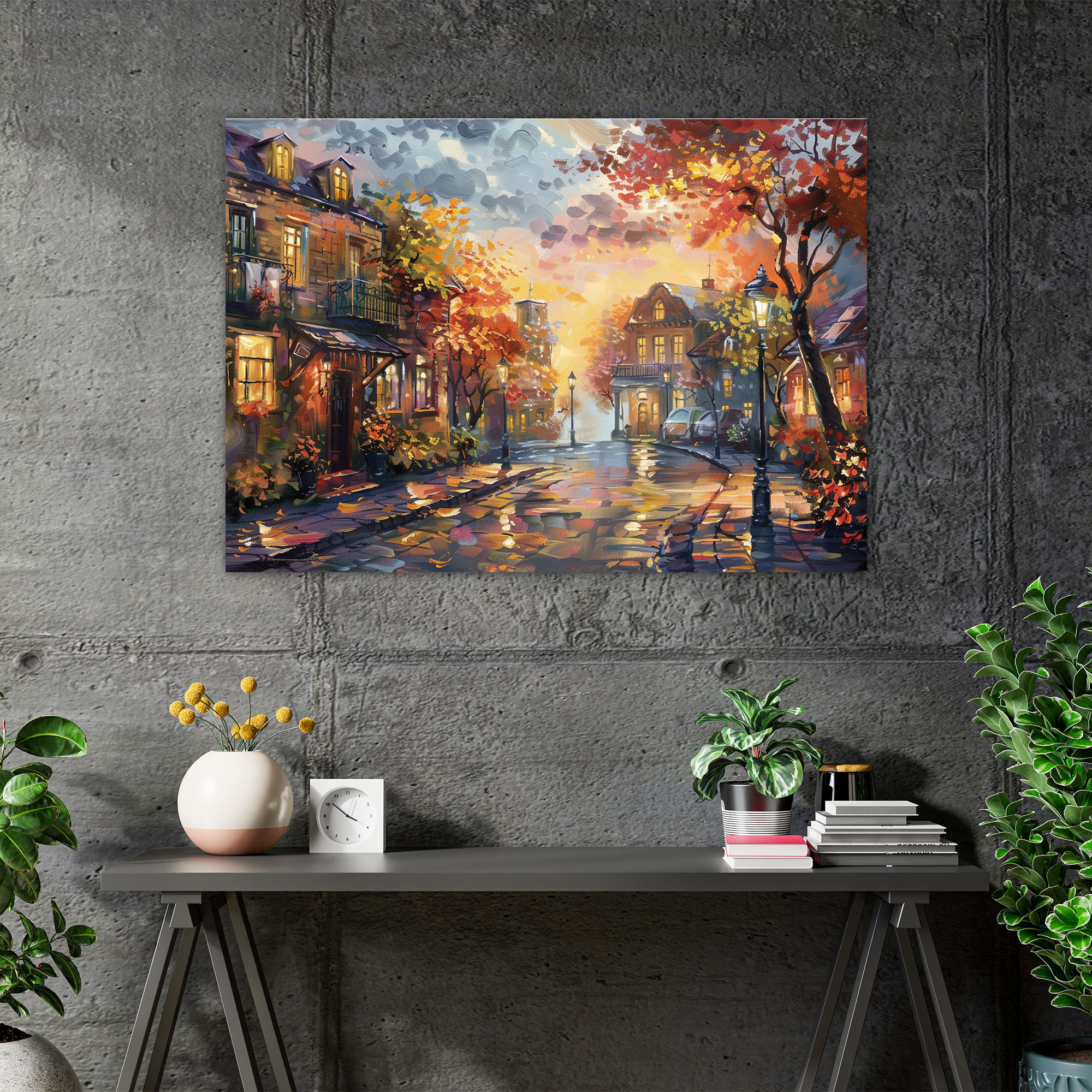 Leonid Afremov Village Sunset Canvas Print - Leonid Afremov, Canvas Print, Canvas Wall Art, Canvas