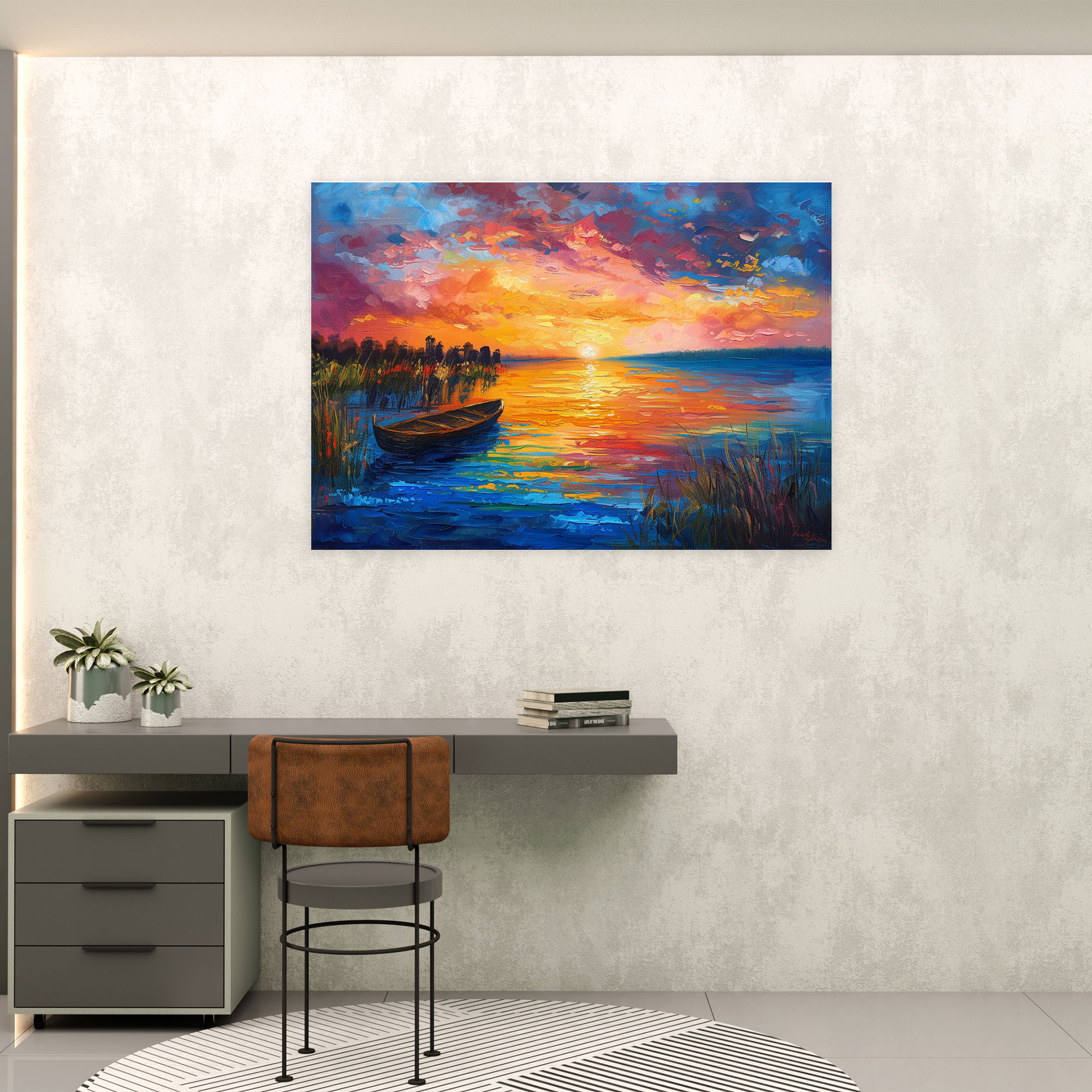 Lakeside Sunset Leonid Afremov Canvas Print - Leonid Afremov, Canvas Print, Wall Art, Wall Decoration