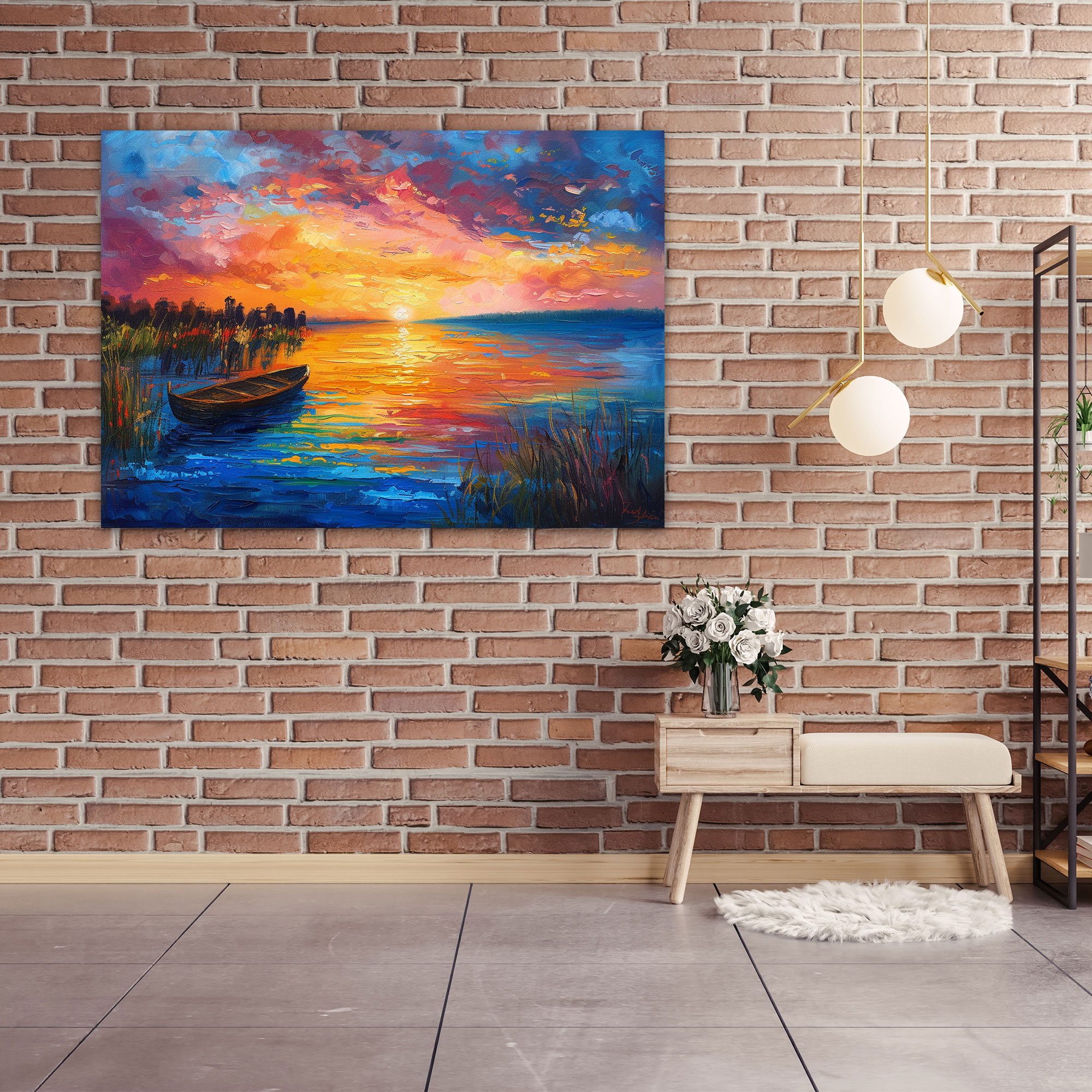 Lakeside Sunset Leonid Afremov Canvas Print - Leonid Afremov, Canvas Print, Wall Art, Wall Decoration