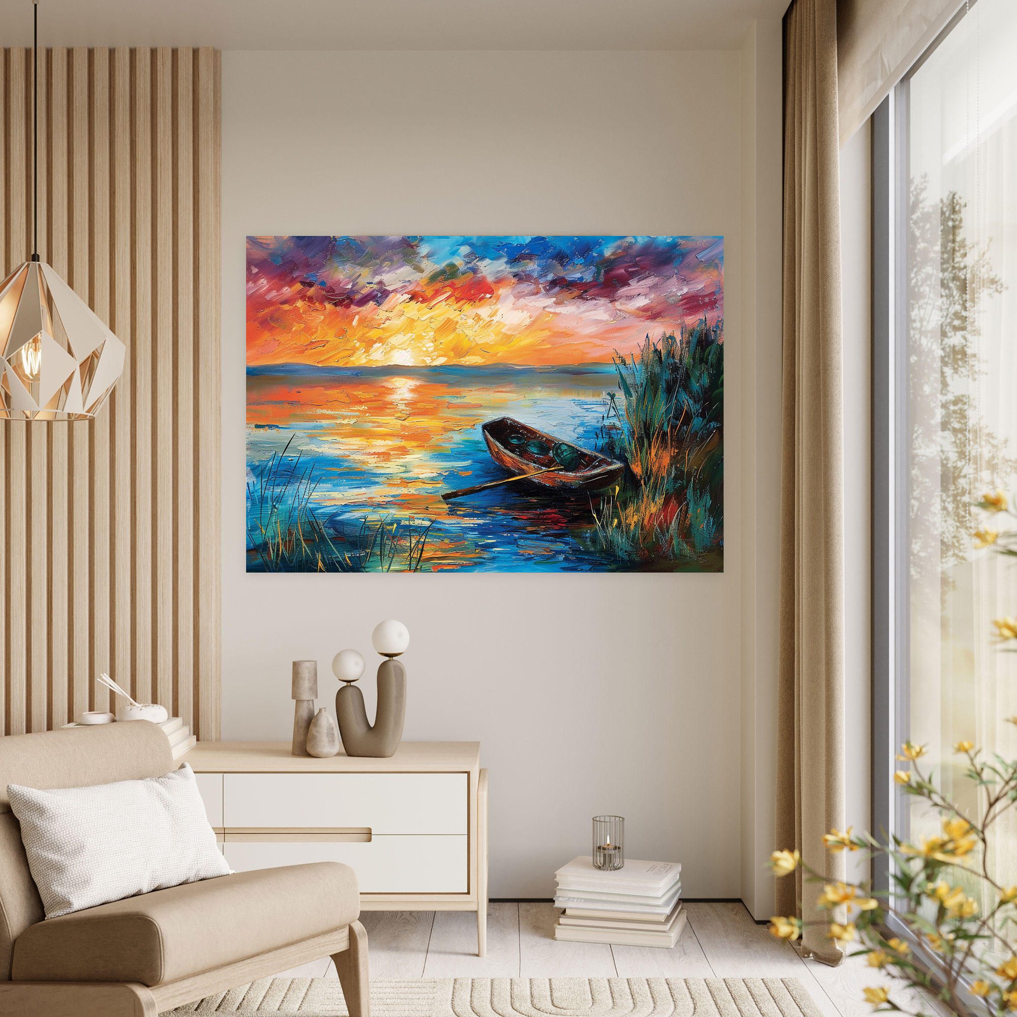 Leonid Afremov Lakeside Sunset Canvas Print - Leonid Afremov, Canvas Print, Canvas Wall Art, Leonid Afremov