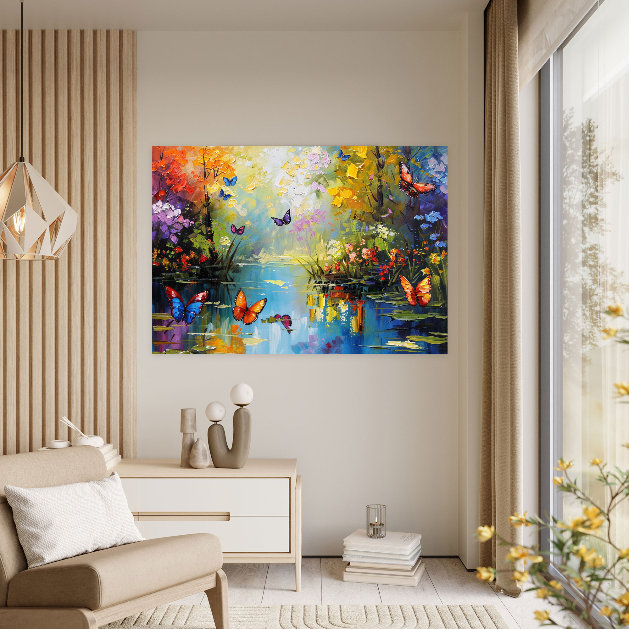 Leonid Afremov Garden Butterflies Canvas Print - Leonid Afremov, Home Decoration, Canvas Print, Leonid Afremov