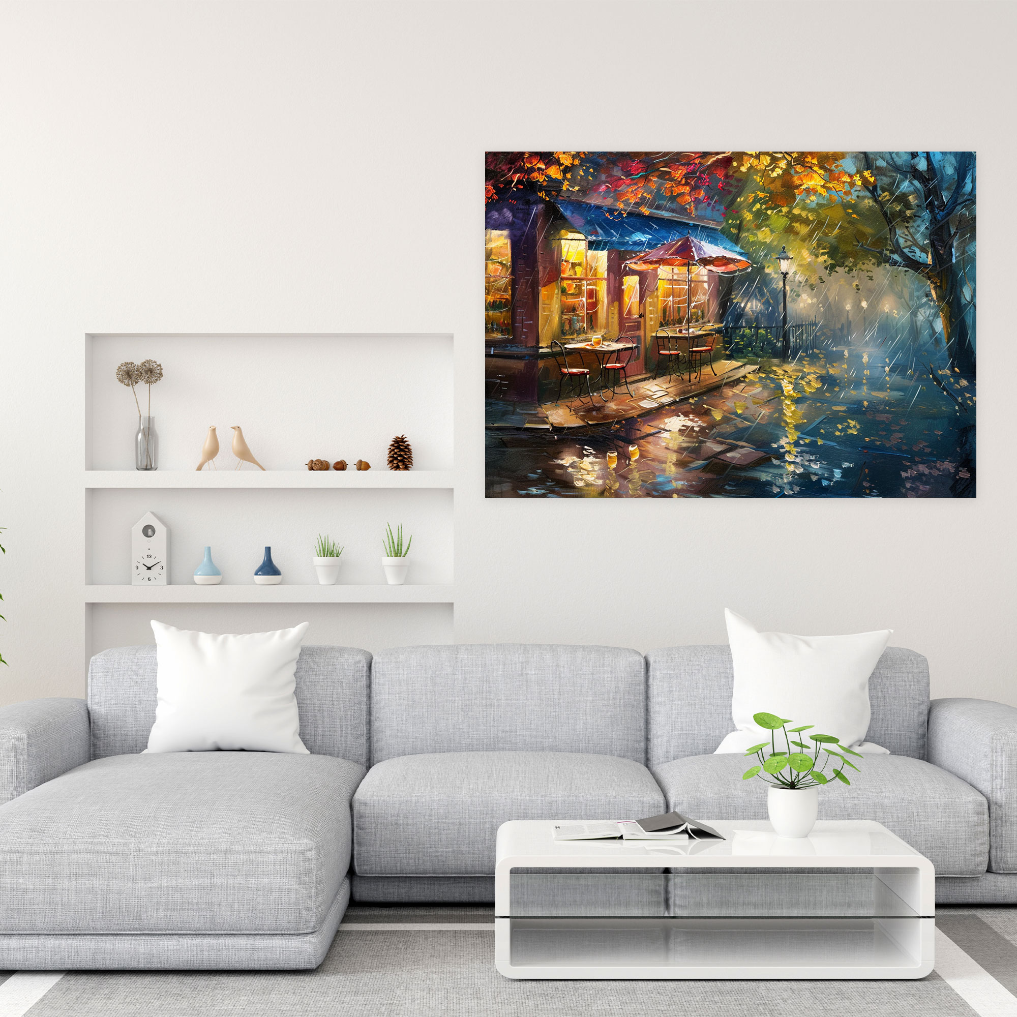 Leonid Afremov Cozy Cafe Canvas Print - Leonid Afremov, Wall Decoration, Canvas, Wall Art