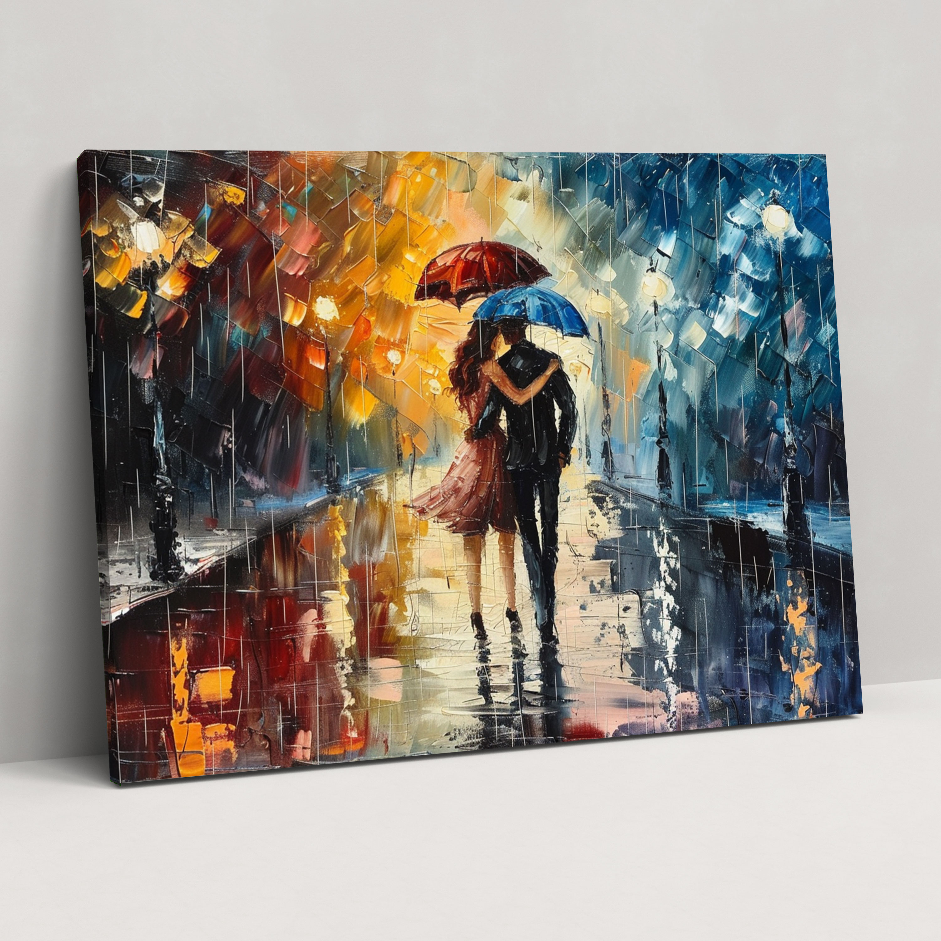 Romantic Couple In The Rain Wall Art - Leonid Afremov, Home Decoration, Wall Decoration, Canvas Wall Art