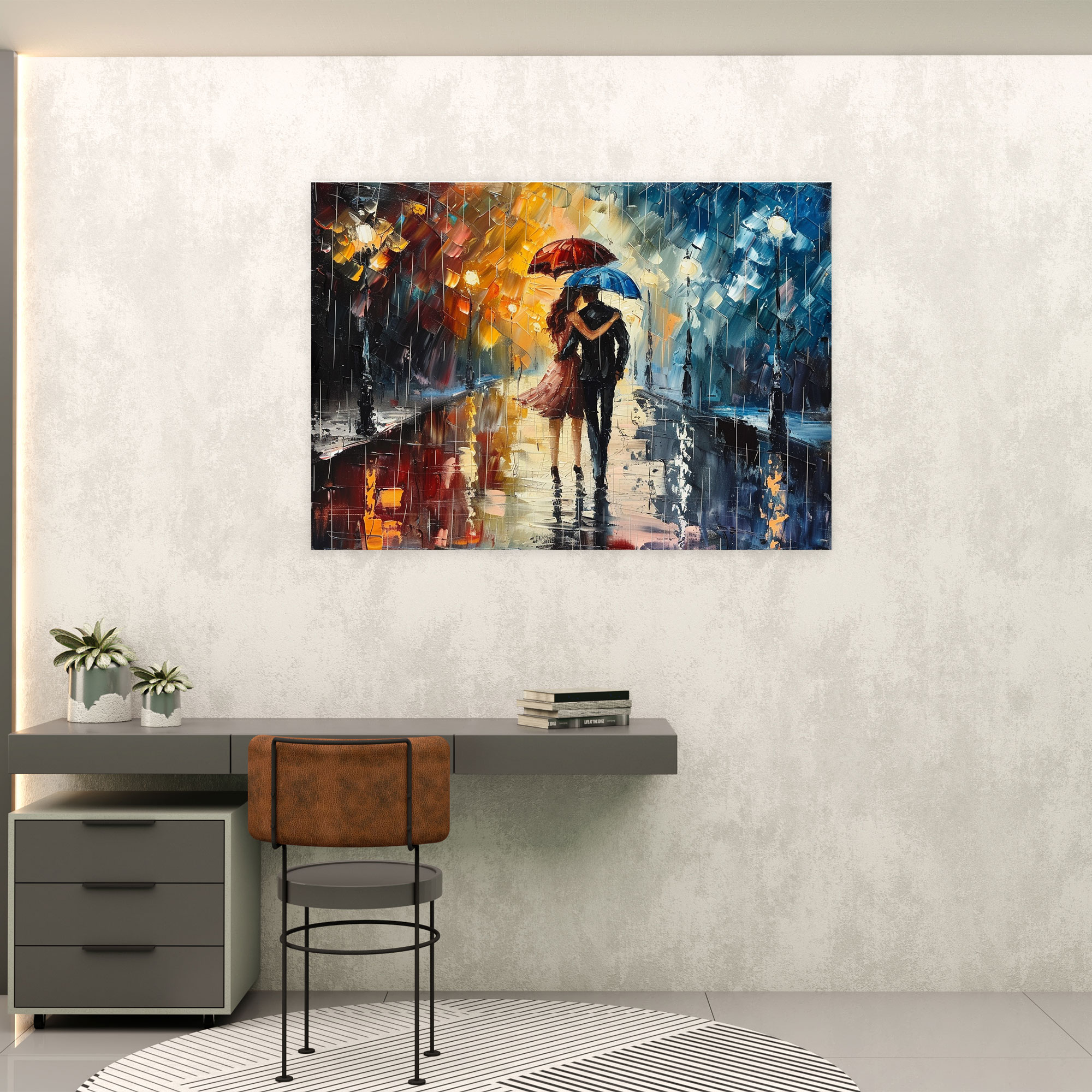 Romantic Couple In The Rain Wall Art - Leonid Afremov, Home Decoration, Wall Decoration, Canvas Wall Art