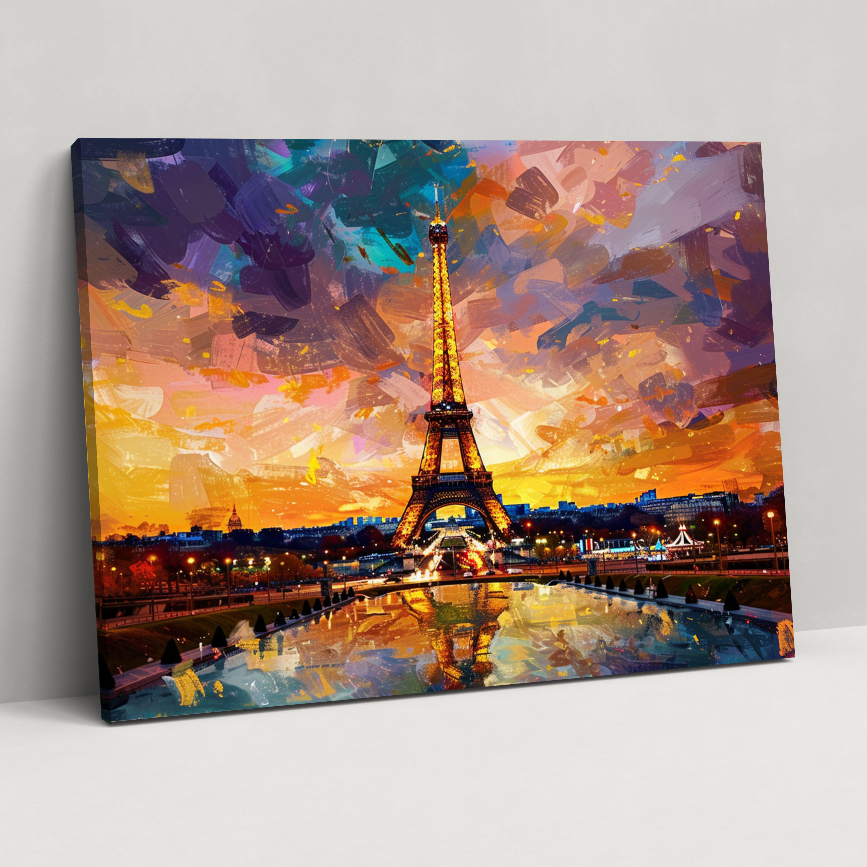 Eiffel Tower At Dusk Canvas Print - Leonid Afremov, Wall Art, Home Decoration, Canvas Wall Art