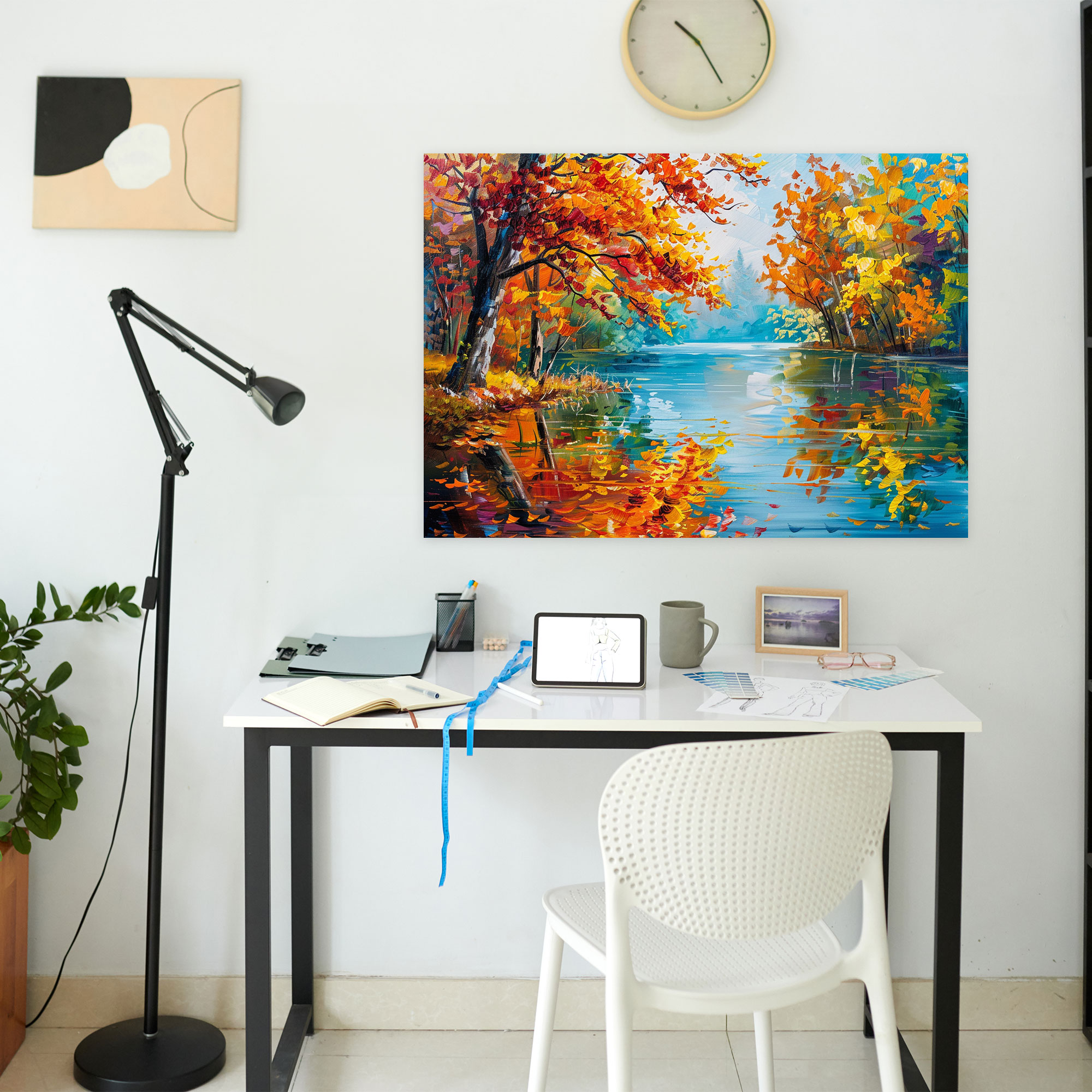 Vibrant Foliage Lake Wall Decoration - Leonid Afremov, Canvas, Home Decoration, Canvas Wall Art