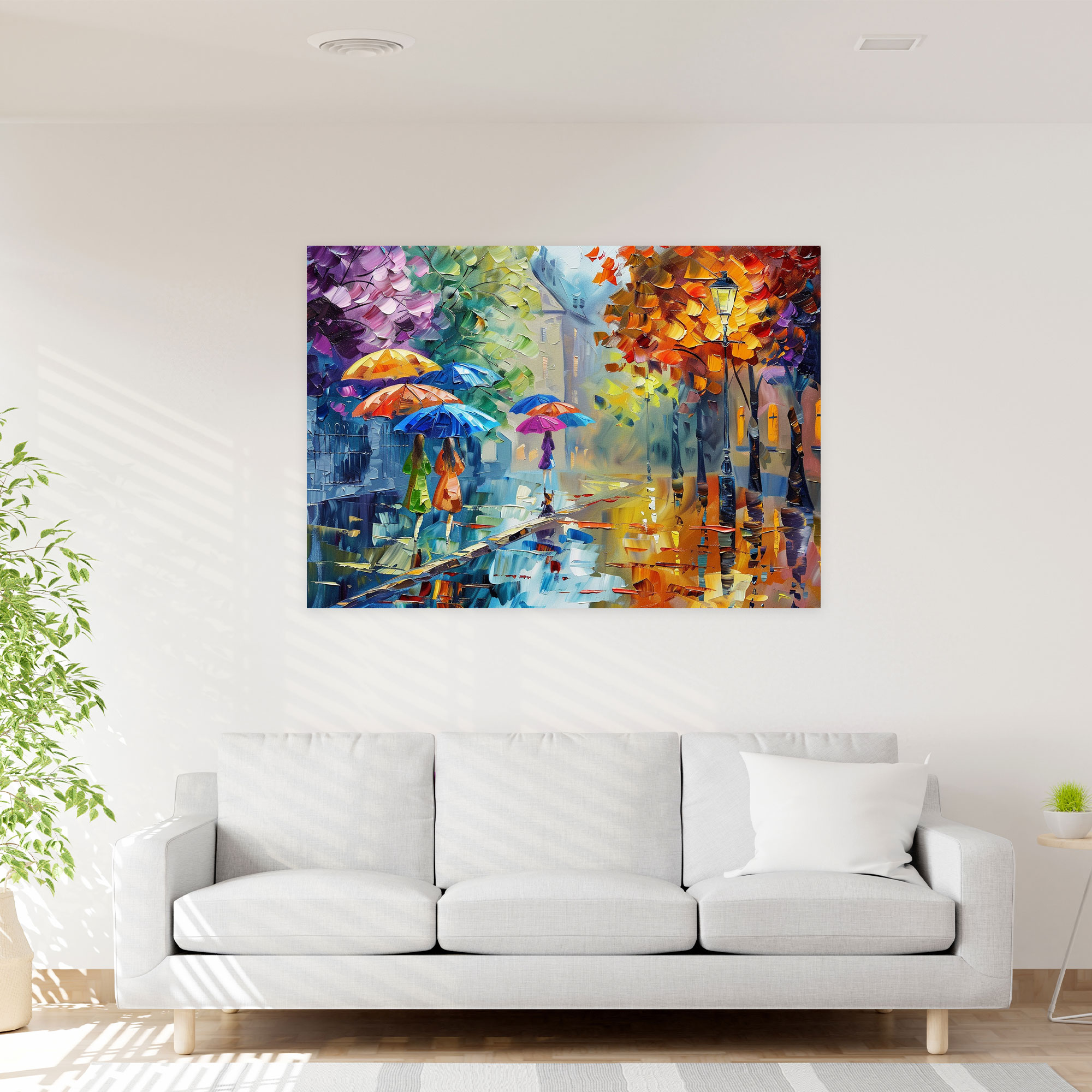 Colorful Umbrella Street Wall Art - Leonid Afremov, Canvas Wall Art, Canvas, Wall Decoration