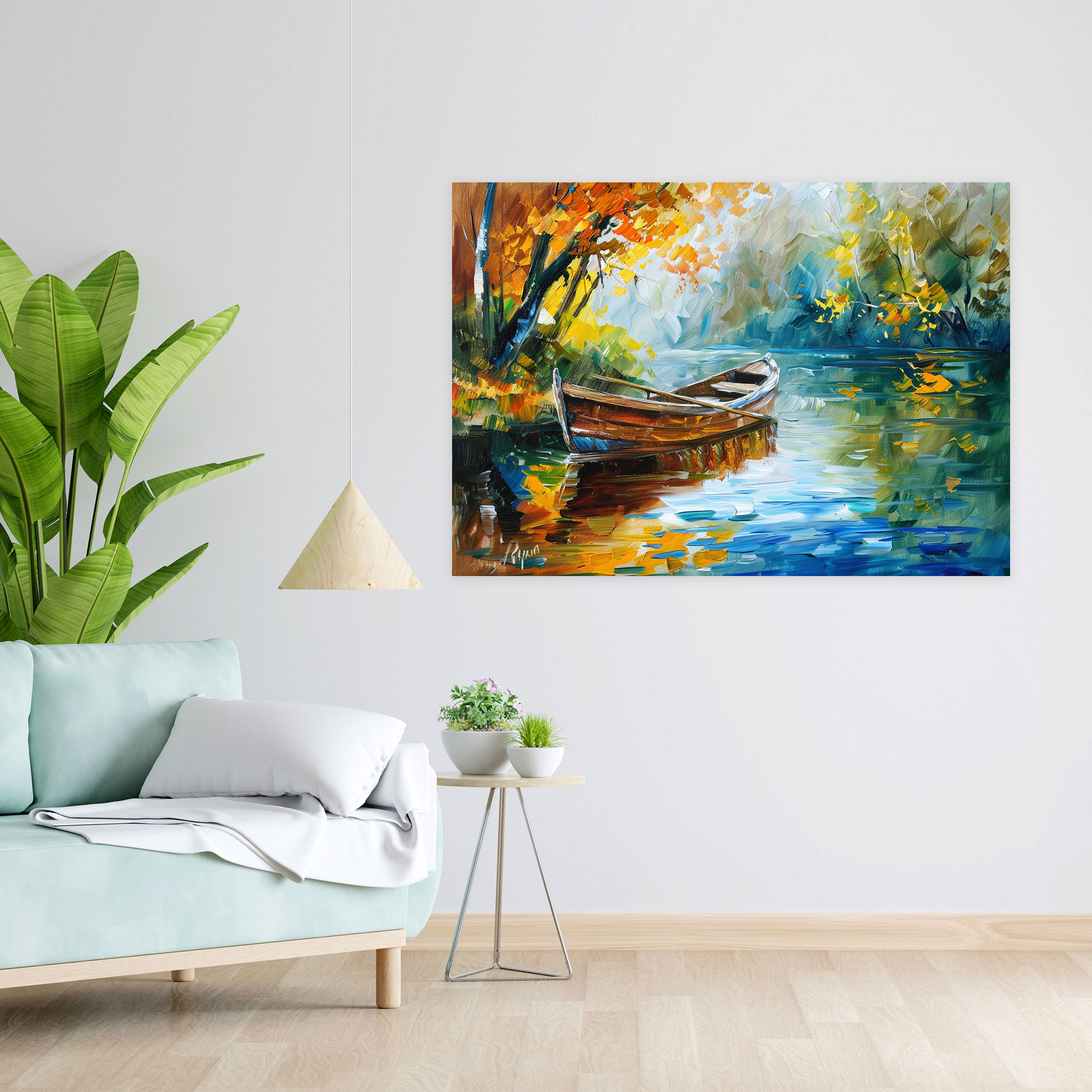 Tranquil River Boat Canvas Print - Leonid Afremov, Canvas Print, Canvas, Leonid Afremov