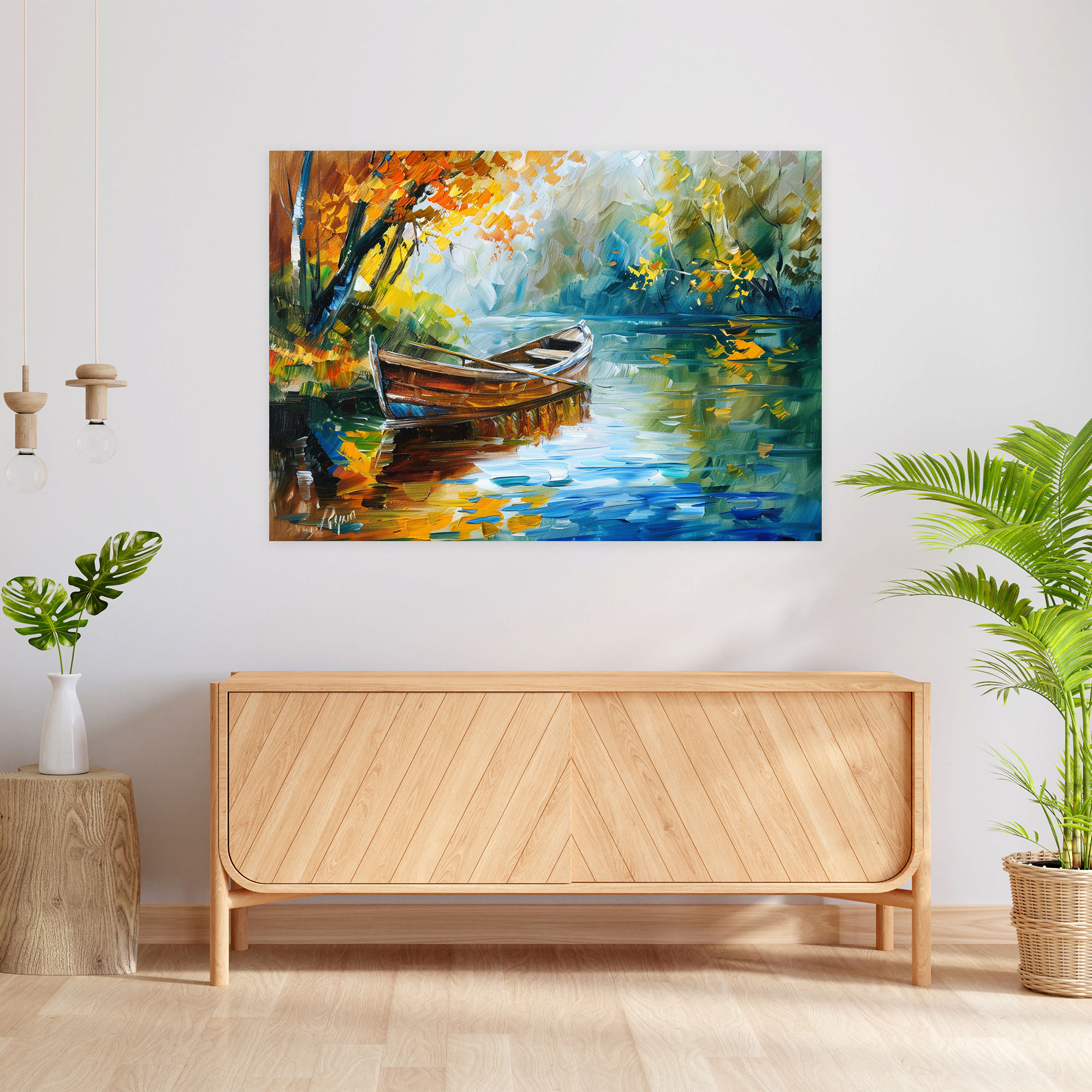 Tranquil River Boat Canvas Print - Leonid Afremov, Canvas Print, Canvas, Leonid Afremov