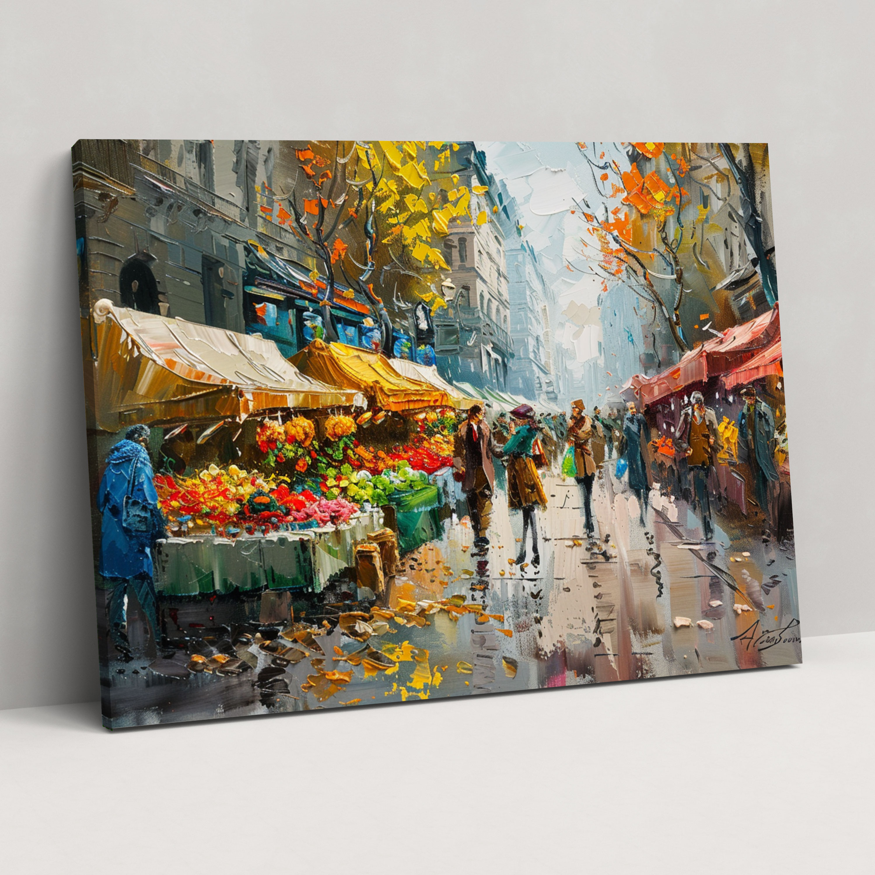Bustling Street Market Canvas Print - Leonid Afremov, Wall Decoration, Leonid Afremov, Home Decoration