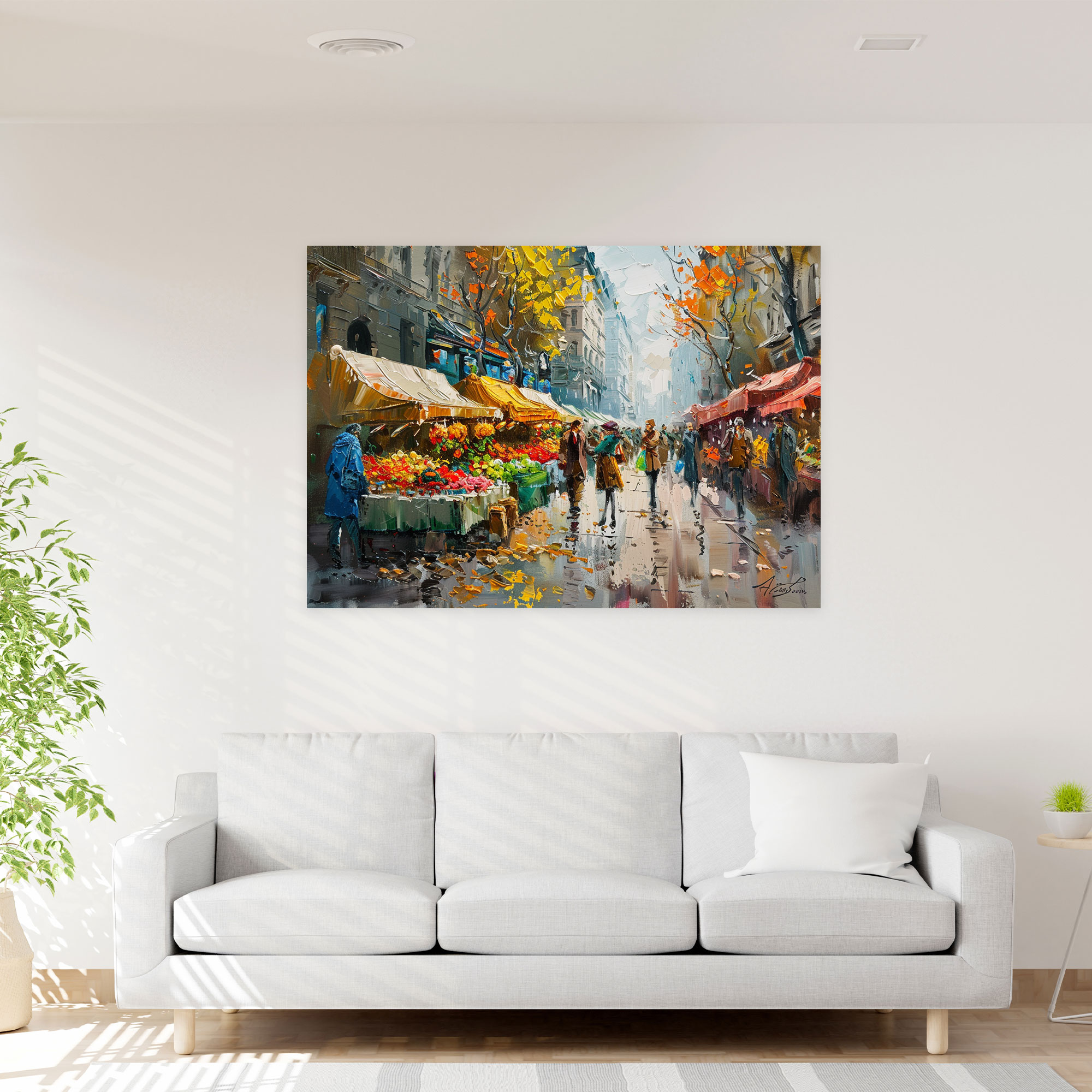 Bustling Street Market Canvas Print - Leonid Afremov, Wall Decoration, Leonid Afremov, Home Decoration