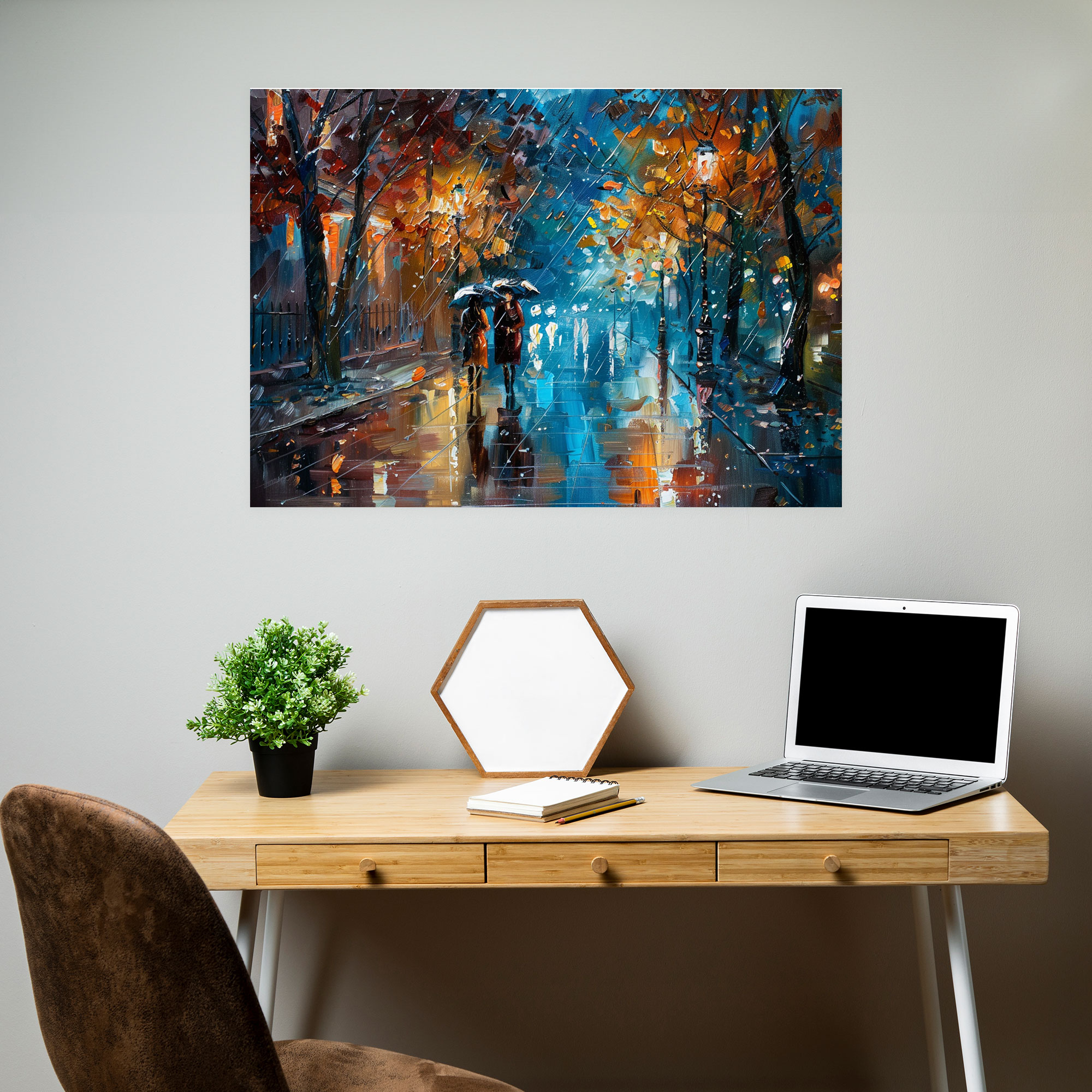 Leonid Afremov Canvas Print Rainy Night Wall Art - Leonid Afremov, Wall Decoration, Home Decoration, Canvas