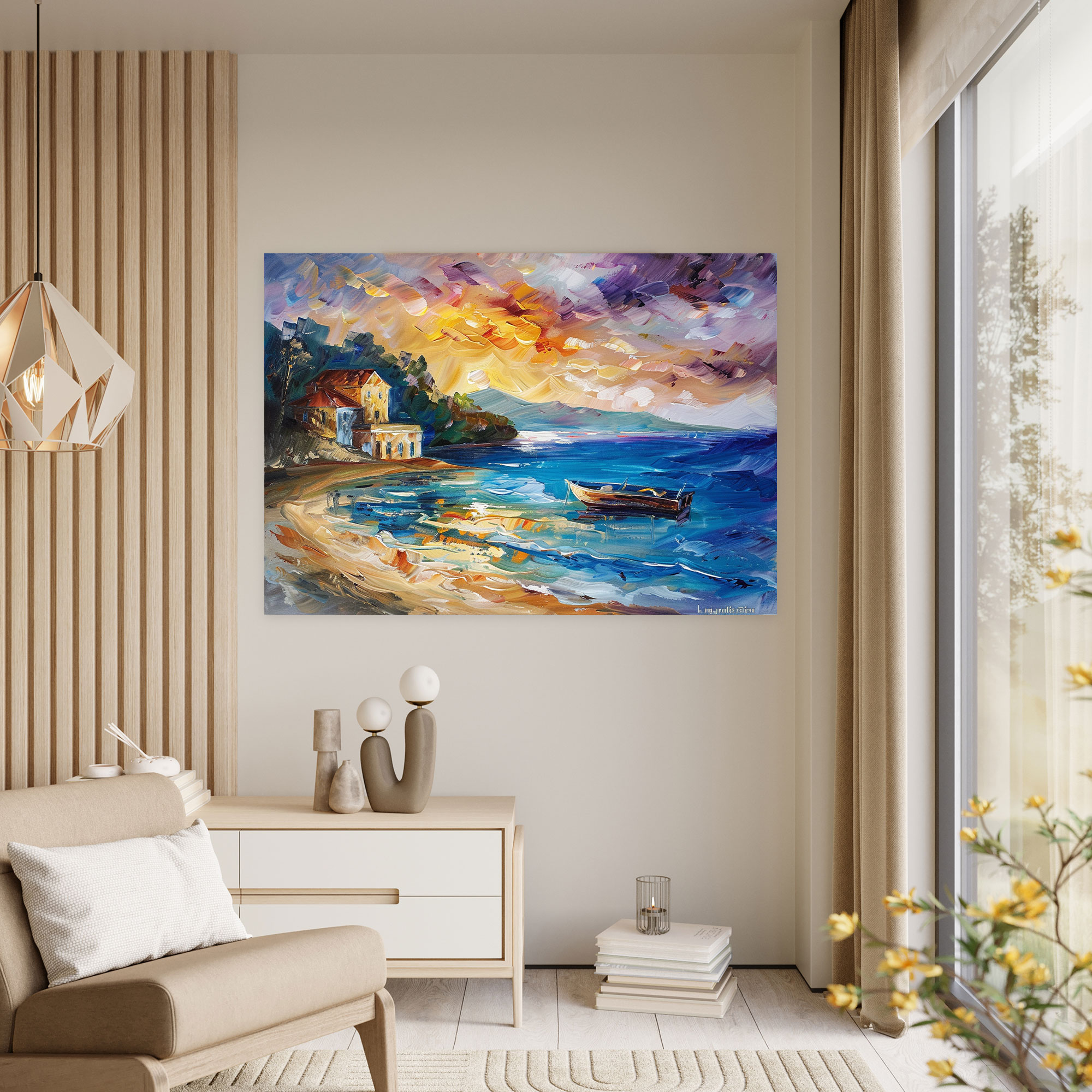 Leonid Afremov Canvas Print Dreamy Seascape Wall Art - Leonid Afremov, Wall Decoration, Leonid Afremov, Wall Art