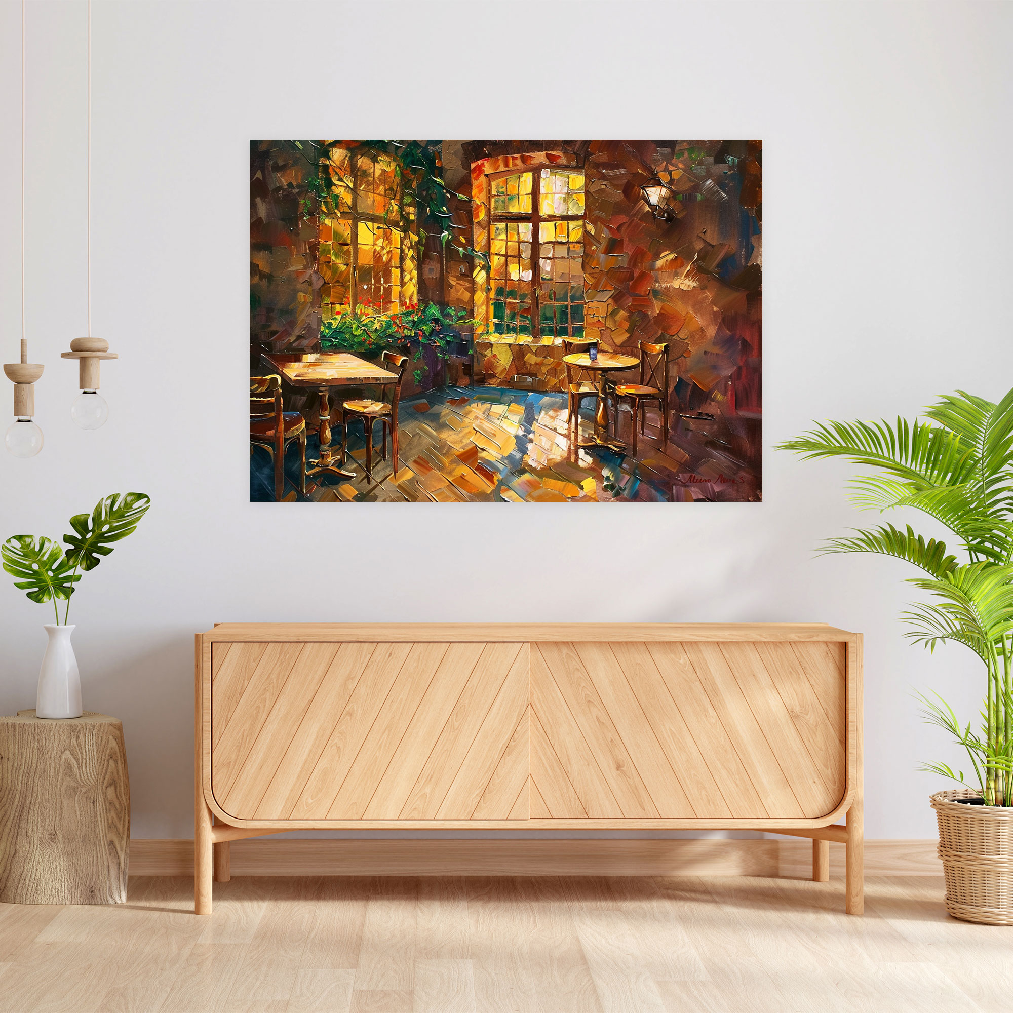 Leonid Afremov Canvas Print Cozy Cafe Wall Art - Leonid Afremov, Canvas, Home Decoration, Leonid Afremov