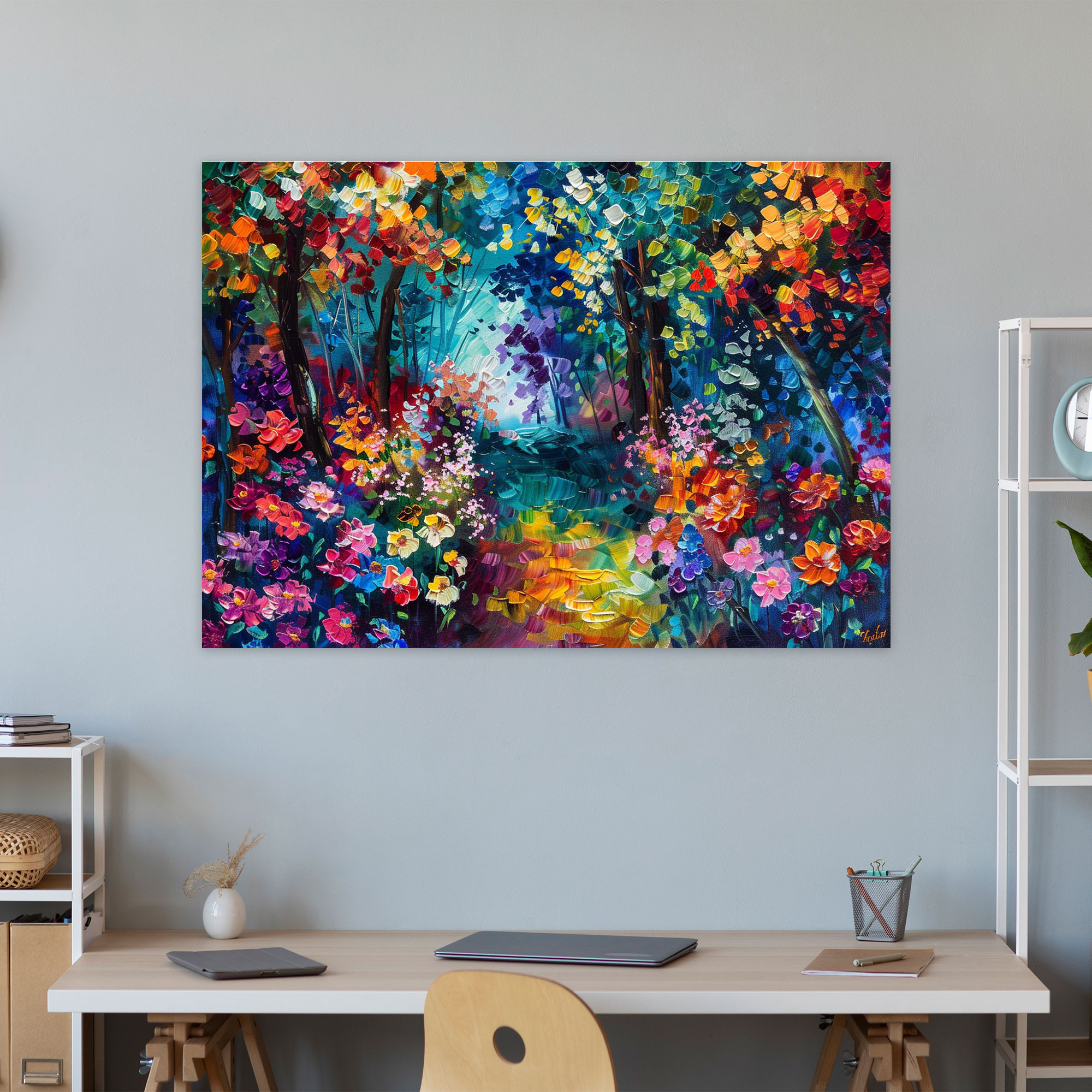 Leonid Afremov Canvas Print Enchanting Floral Garden Wall Decoration - Leonid Afremov, Canvas, Canvas Print, Leonid Afremov