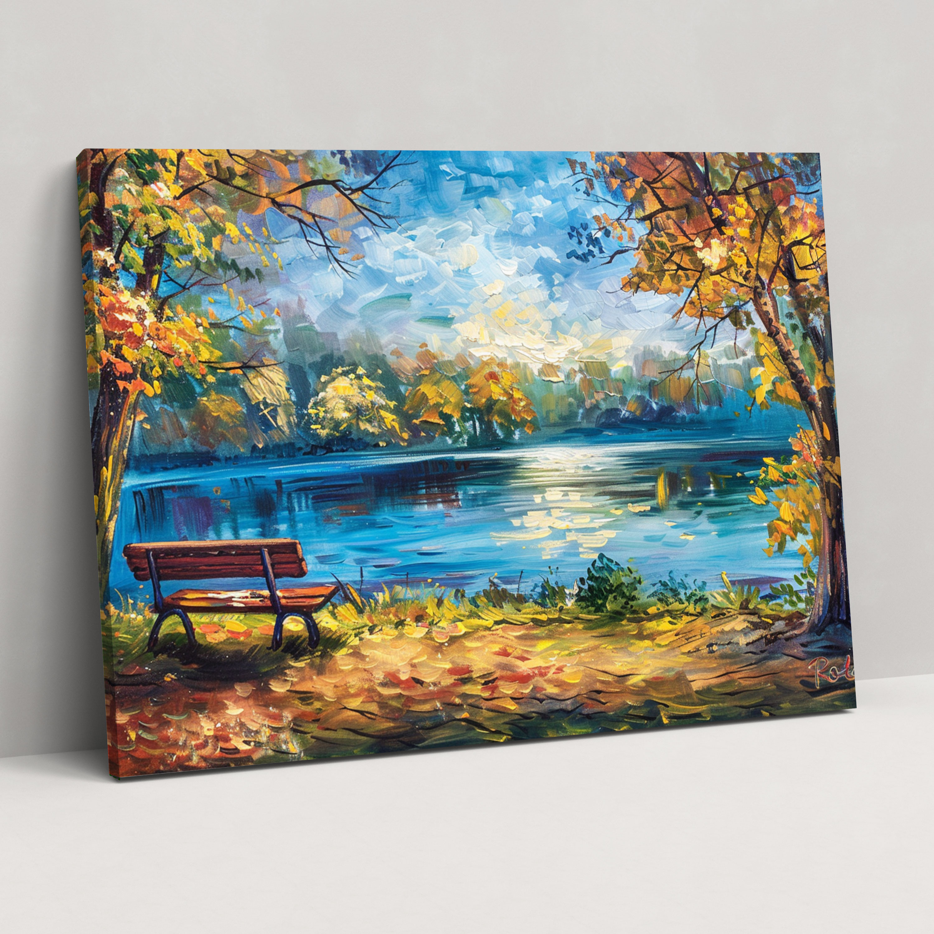 Leonid Afremov Canvas Print Serene Lakeside Wall Art - Leonid Afremov, Home Decoration, Canvas, Wall Art
