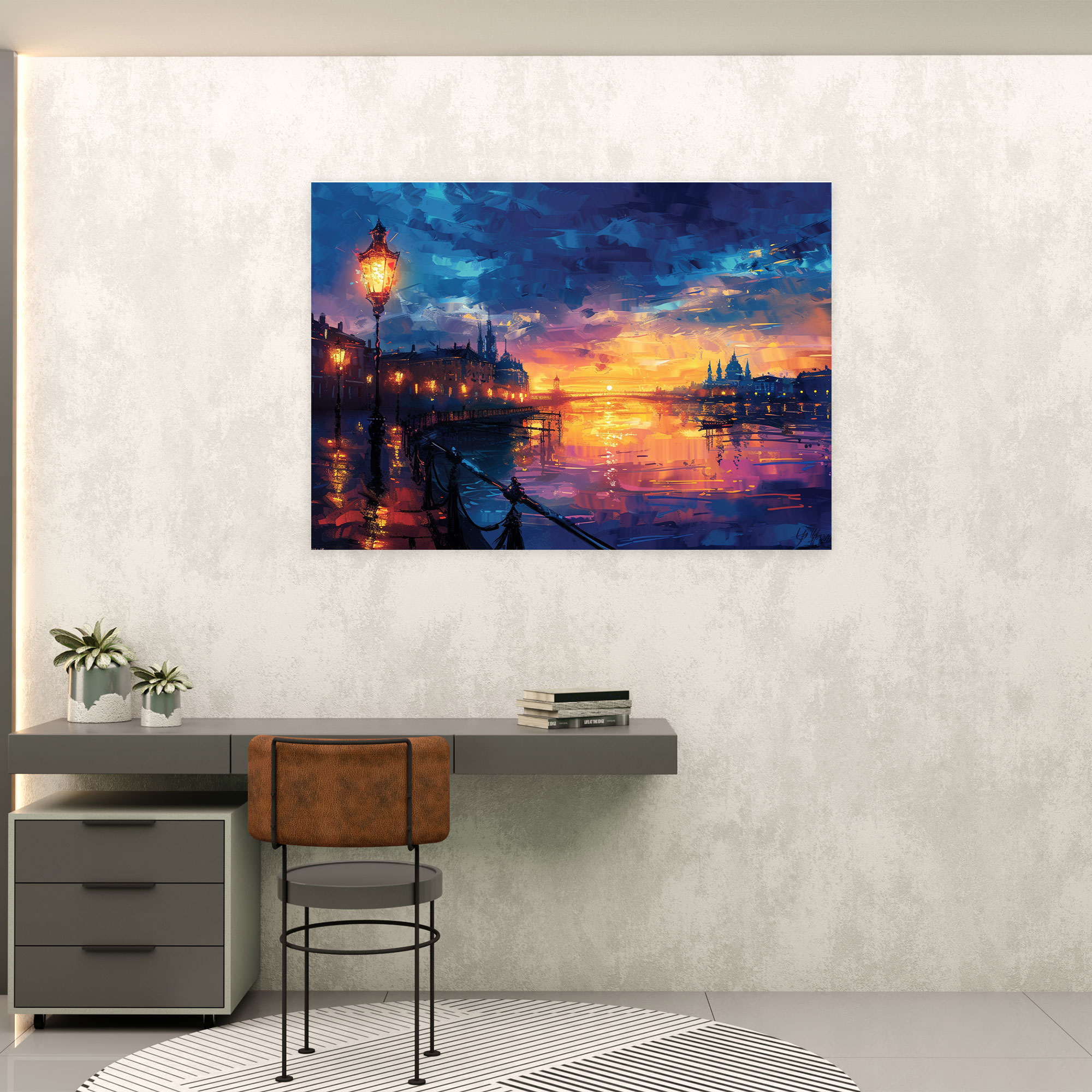 Sunset Cityscape Canvas Print - Leonid Afremov, Wall Decoration, Wall Art, Canvas Wall Art