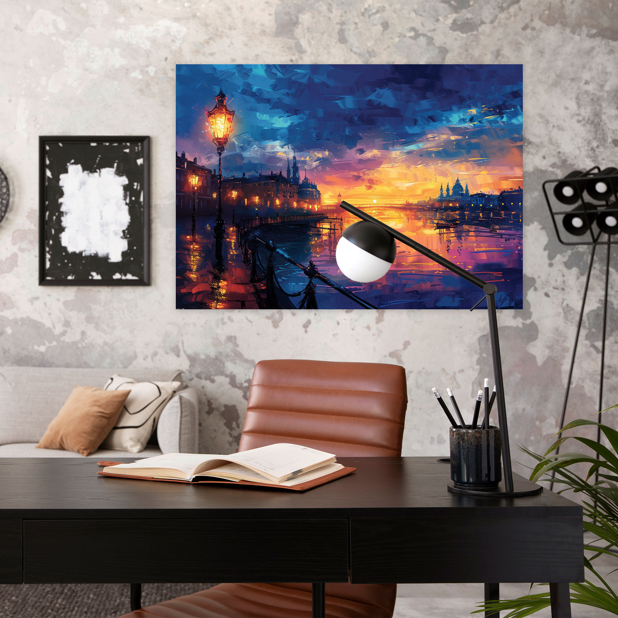 Sunset Cityscape Canvas Print - Leonid Afremov, Wall Decoration, Wall Art, Canvas Wall Art