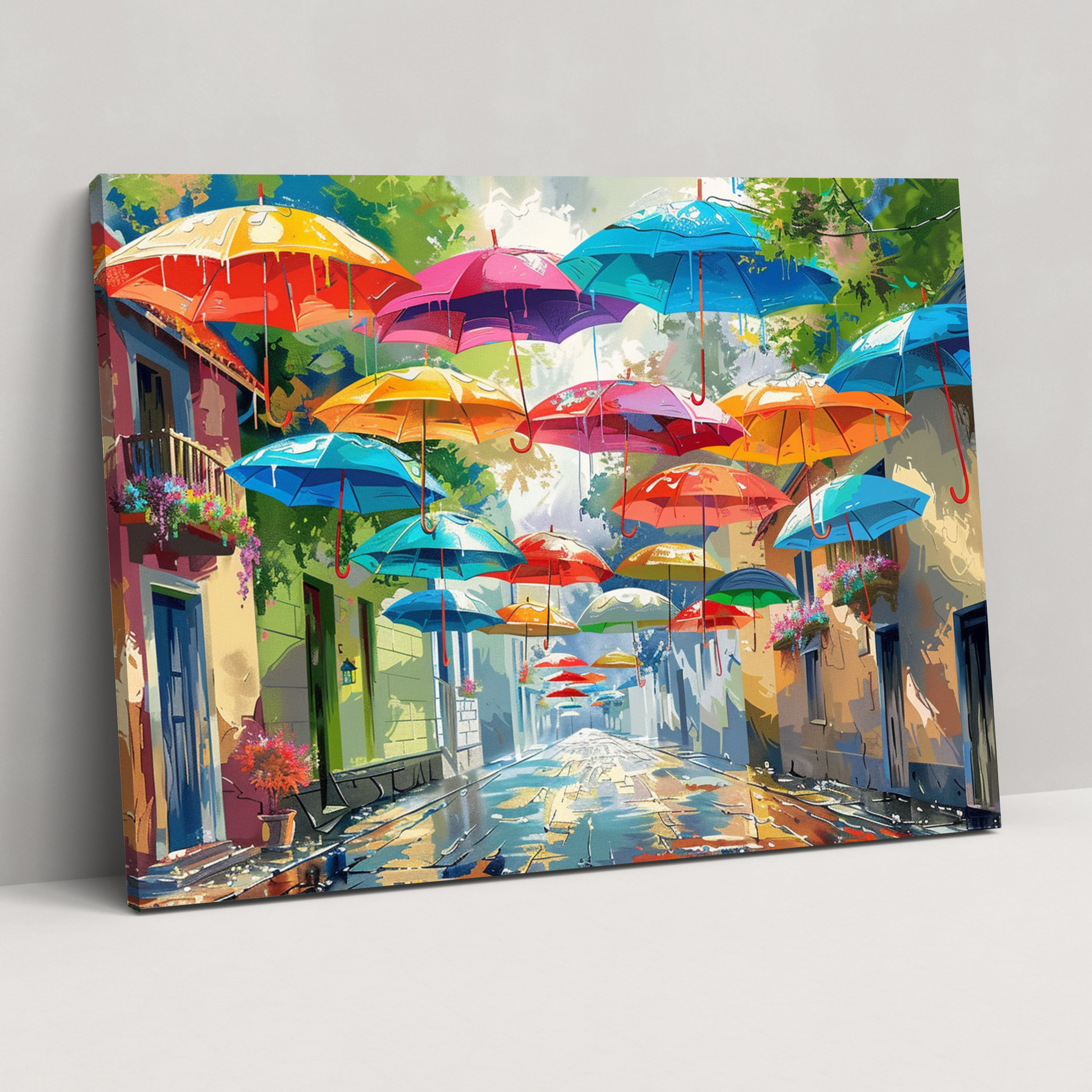 Umbrella Street Canvas Print - Leonid Afremov, Canvas Wall Art, Wall Decoration, Canvas